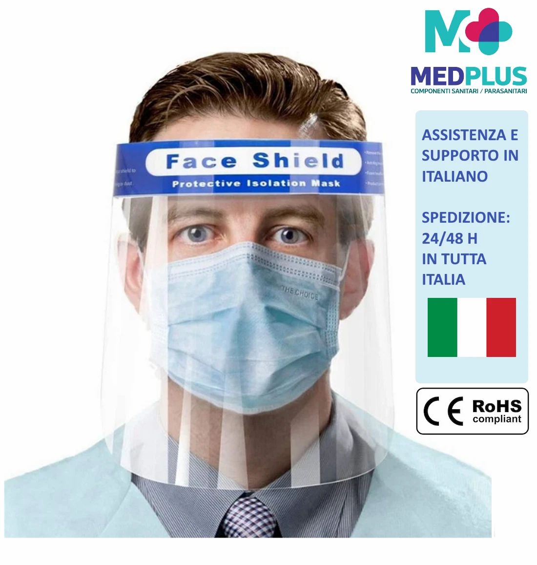 Visiera Protettiva Schermo Facciale Di Sicurezza Parafiato Trasparente Pc