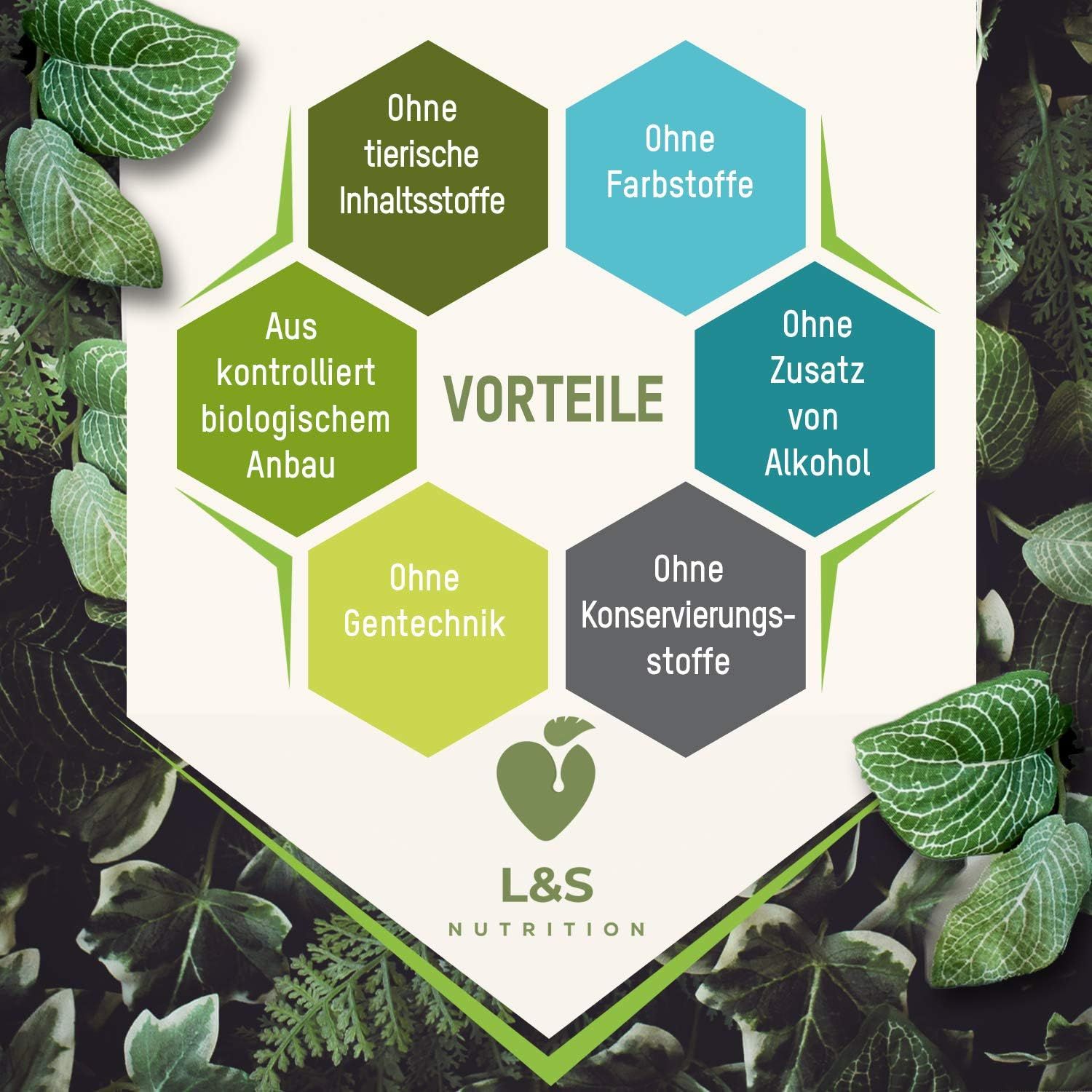 Grafik mit grünen, blauen und grauen Sechsecken. Text: Vorteile, ohne tierische Inhaltsstoffe, ohne Farbstoffe, ohne Zusatz von Alkohol.