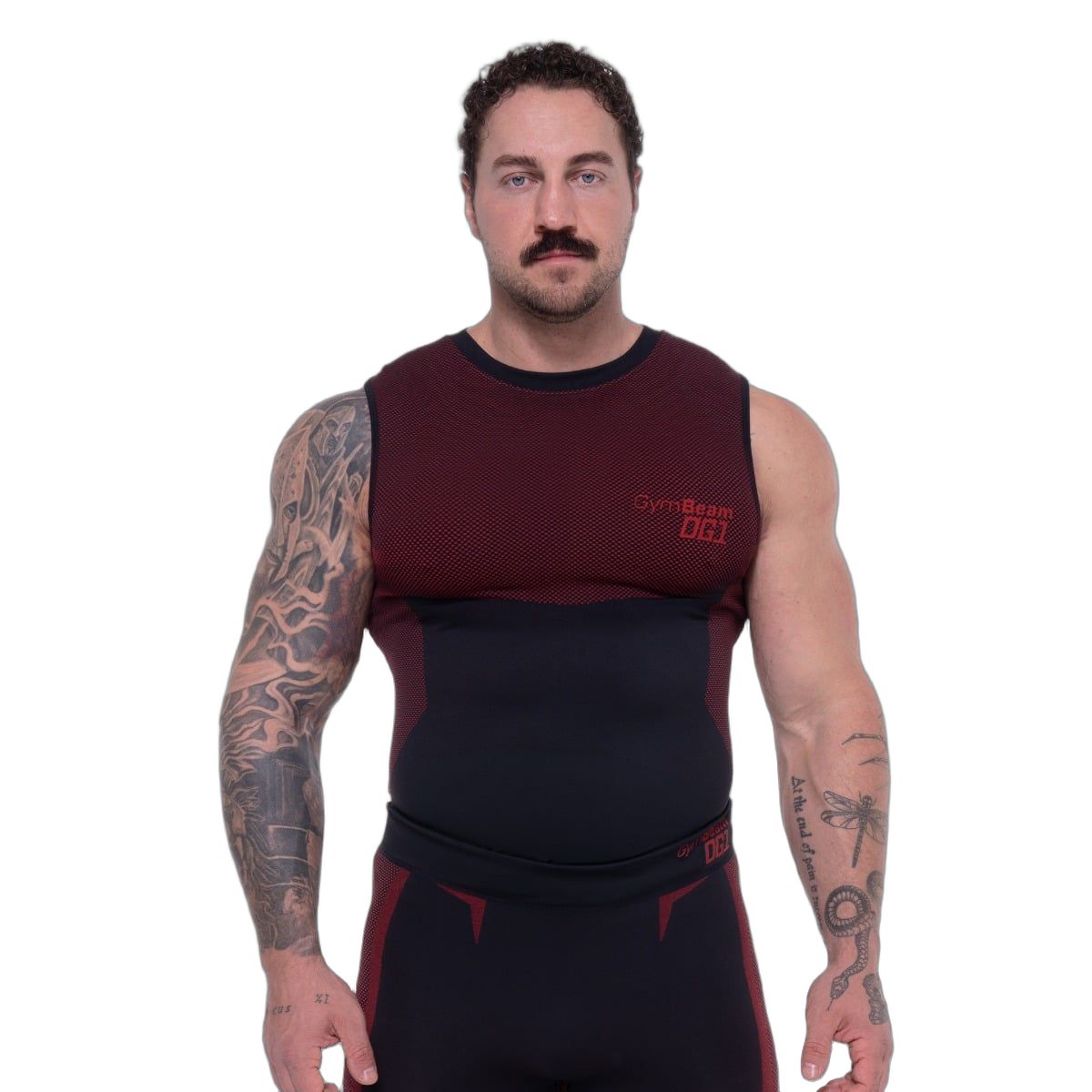 GymBeam Sport-Tanktop Herren nahtlos Slim mit Kontrastmuster OG1 Schwarz/Rot 1 St