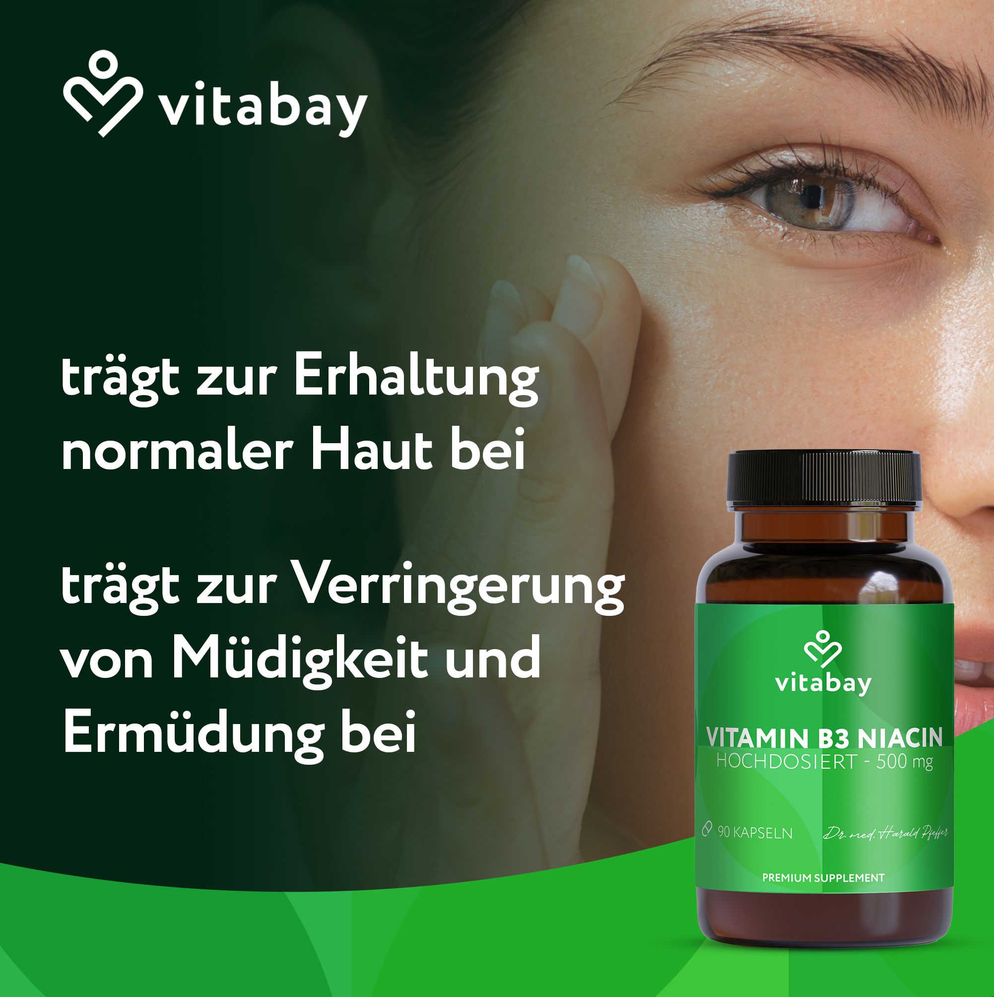 Vitabay Vitamin B3 Niacin 500 mg: Beitrag zur Erhaltung normaler Haut.