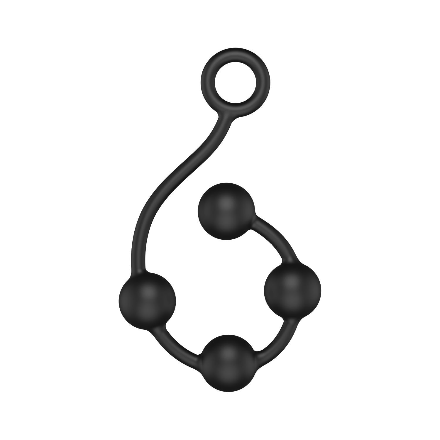 Schwarze Analperlen mit 4 Kugeln und Ring.