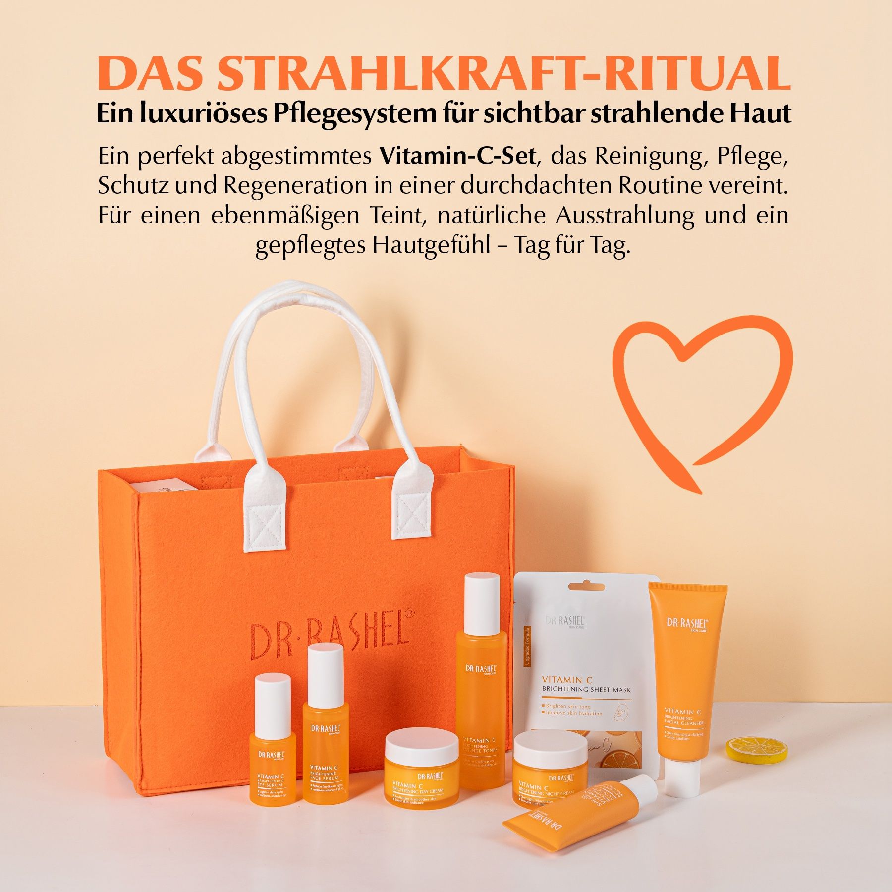 DR RASHEL Gesichtspflege-Set Vitamin C Geschenkbox Serum Creme Masken Toner
