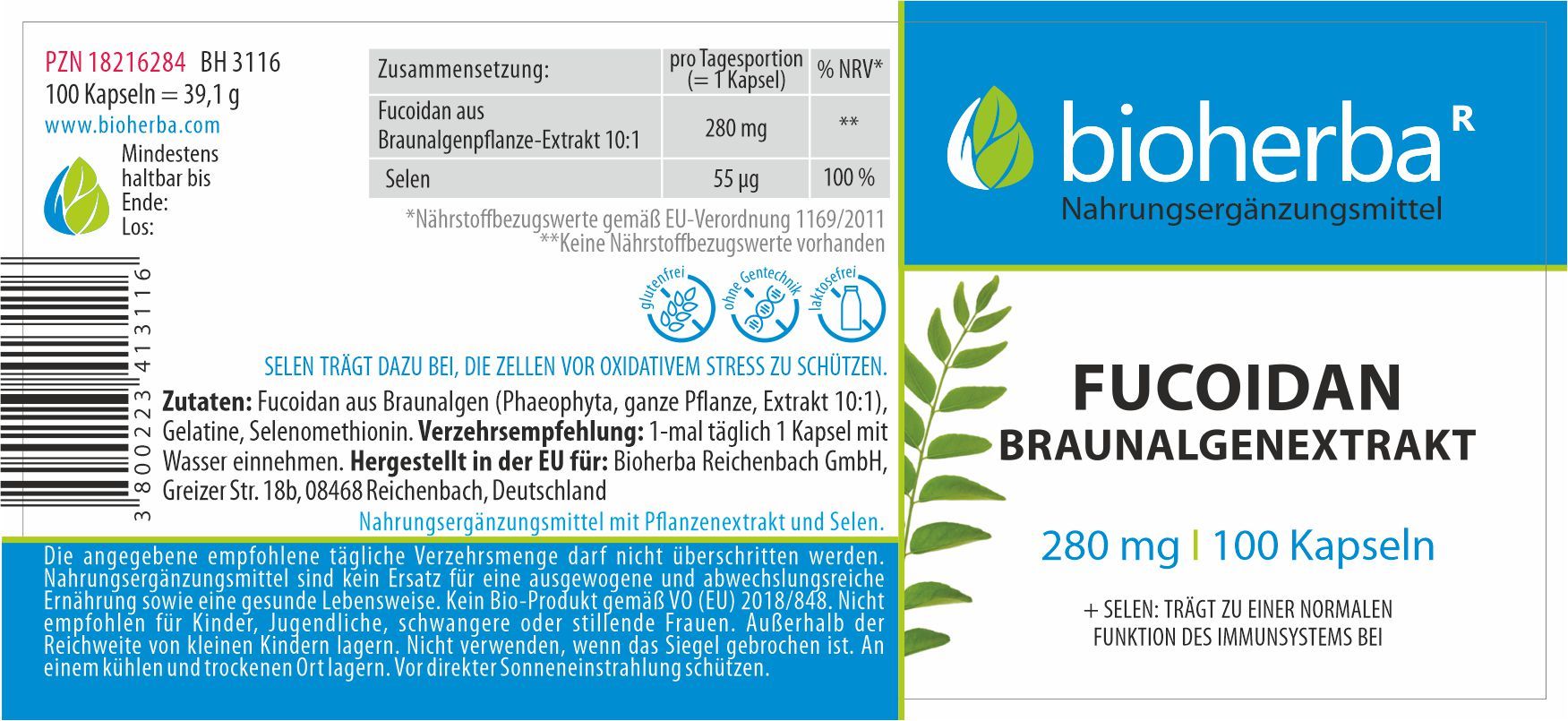 Fucoidan Braunalgenextrakt 280 mg 100 Kapseln  PZN 18216284