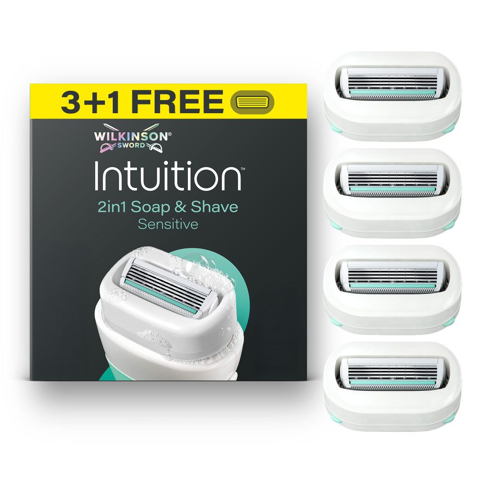 Verpackung für Wilkinson Sword Intuition Rasierklingen mit 6 Stück.