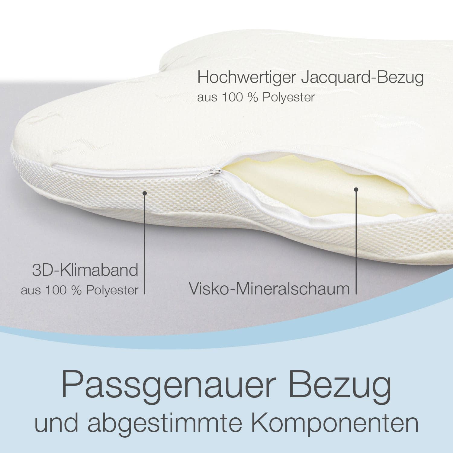 ELONEO Schlafkissen Visko-Schmetterlingskissen, körperangepasste Form, 52x12x62cm, waschbarer Bezug