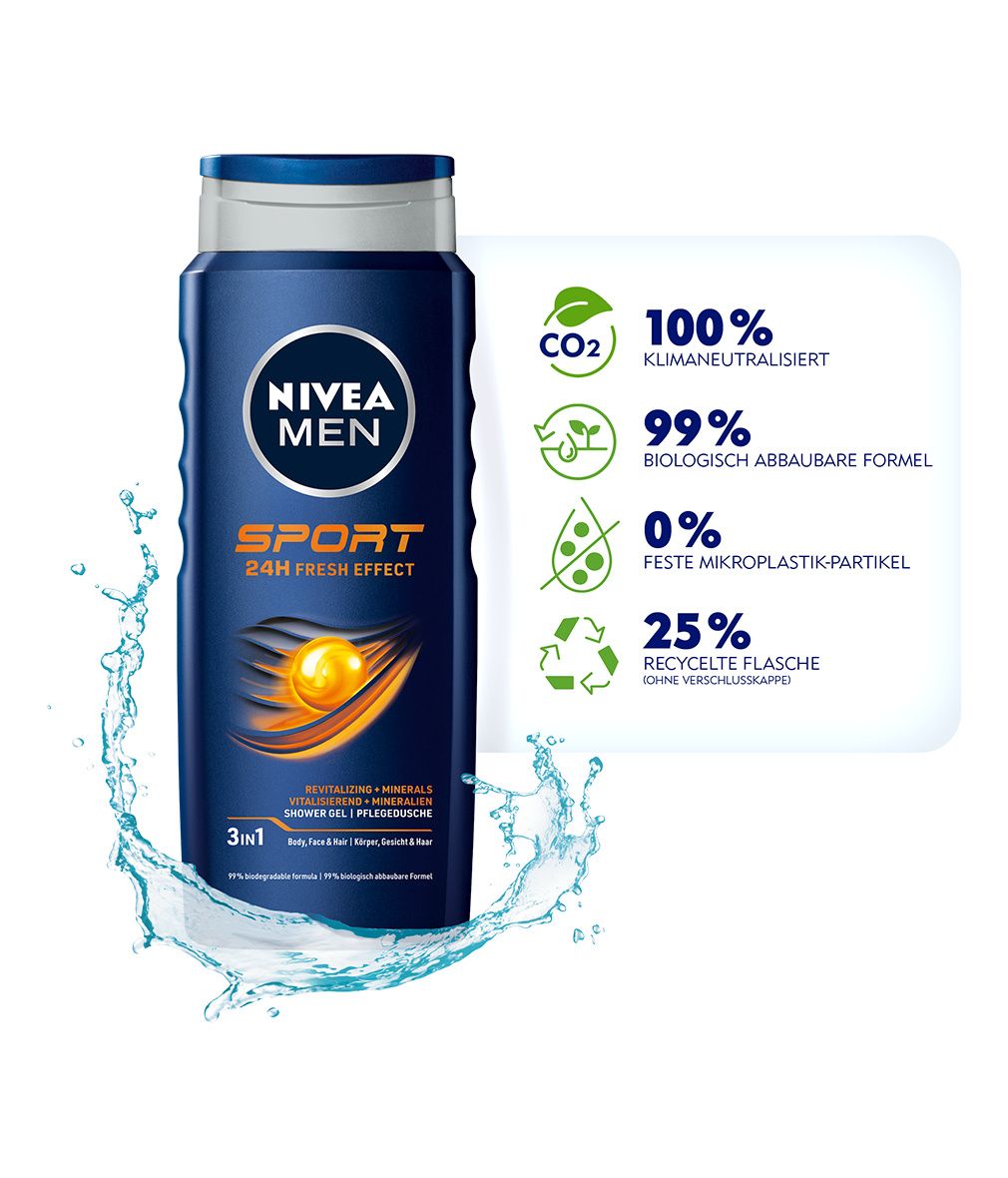 NIVEA MEN Pflegedusche Sport 3in1 Duschgel vitalisierend erfrischend
