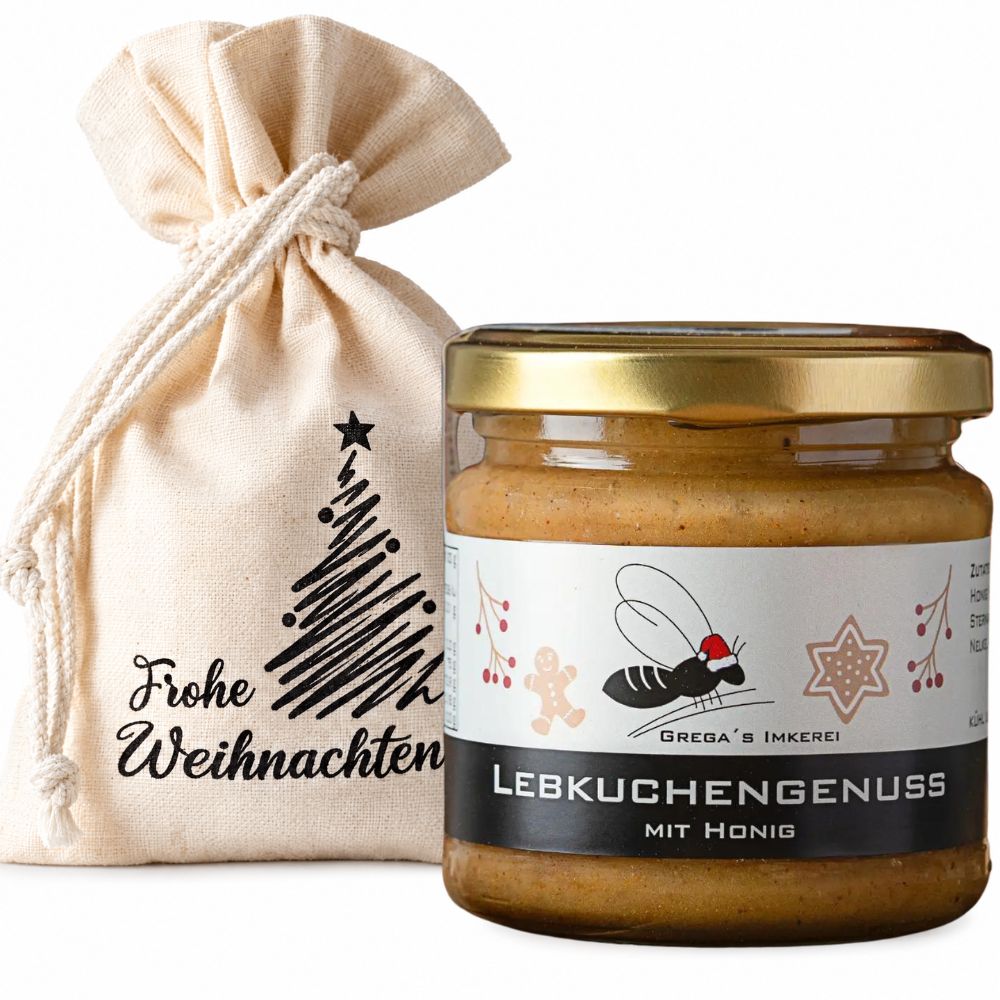 Honig im Geschenk-Säckchen Frohe Weihnachten Mit Lebkuchengenuss mit 250 g