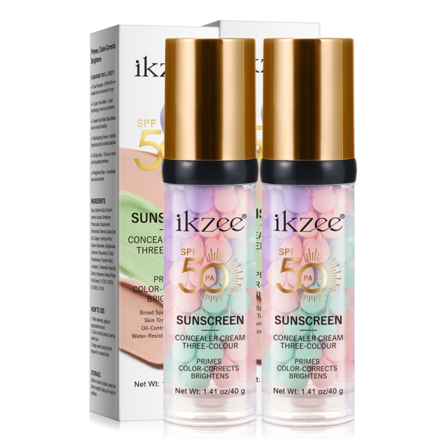 ALIVER Sonnenschutzcreme SPF 50 PA+++ Foundation Concealer 3-in-1 Farbkorrektur