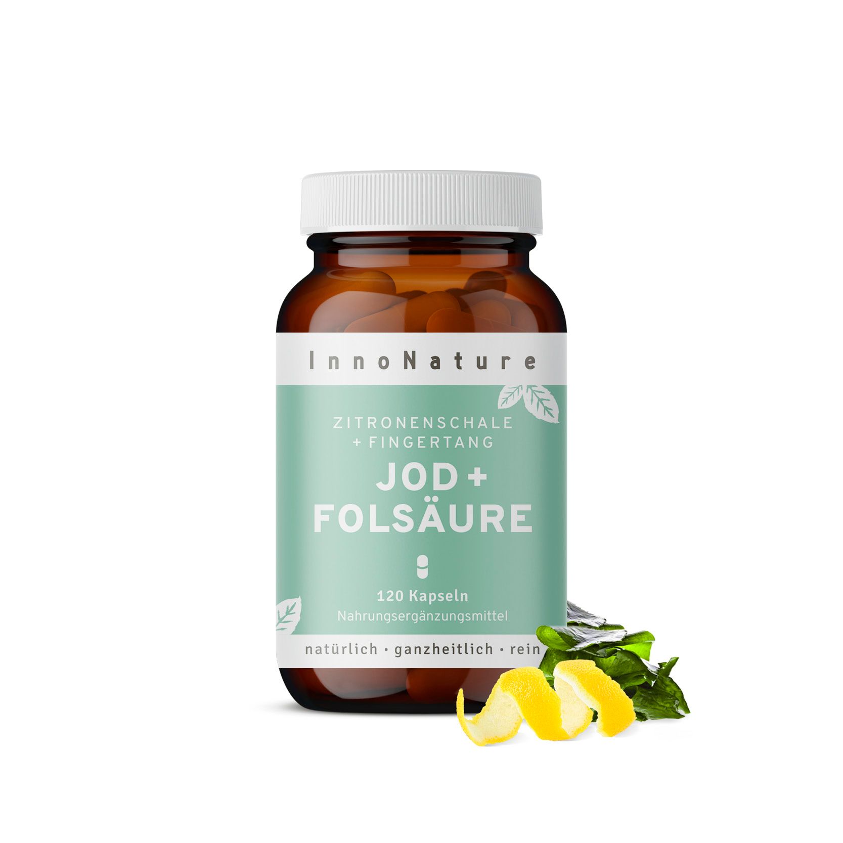 InnoNature Folsäure + Jod | natürlich aus Zitronenschale und Kelp | vegan