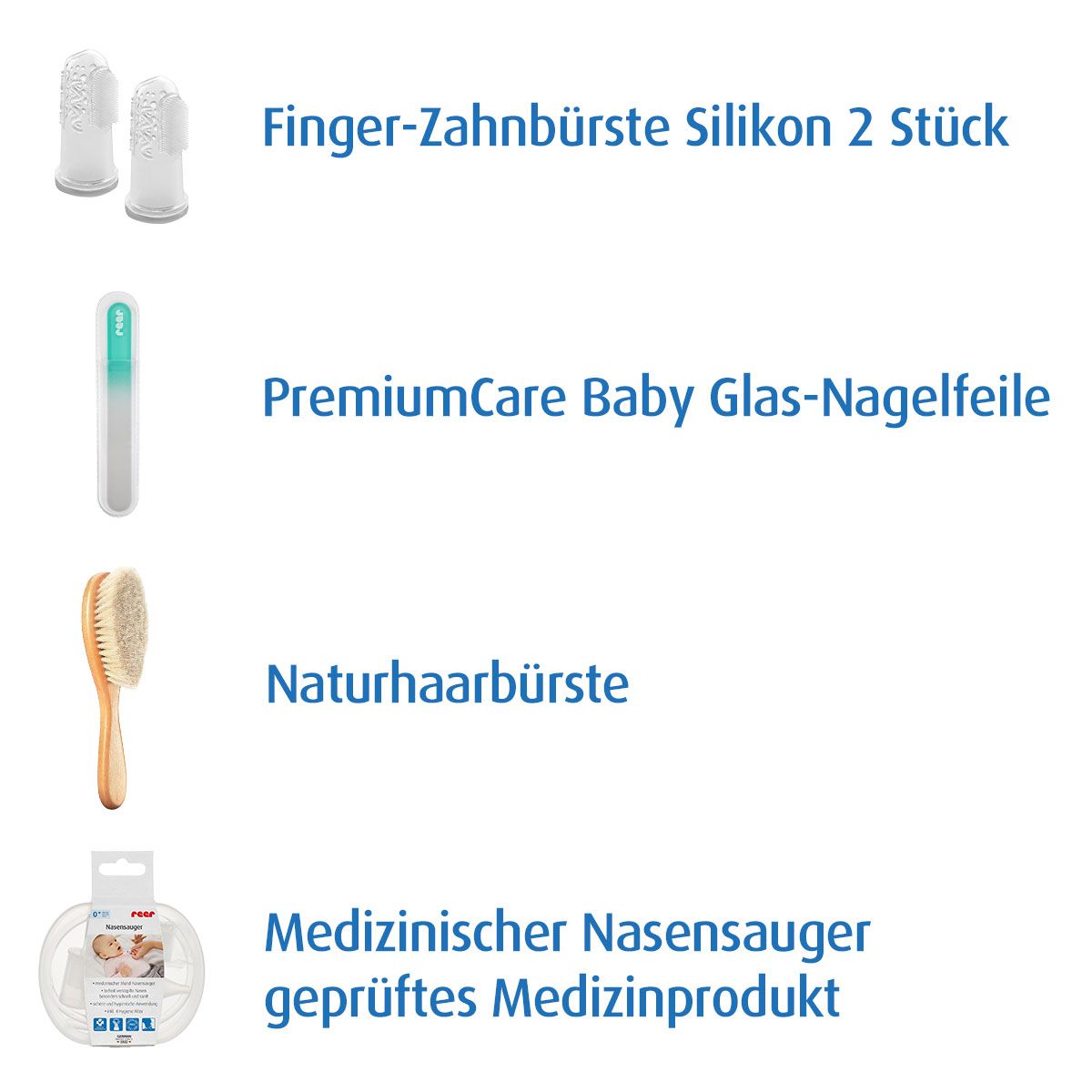reer Medizinischer Nasensauger mit Baby-Pflegeset