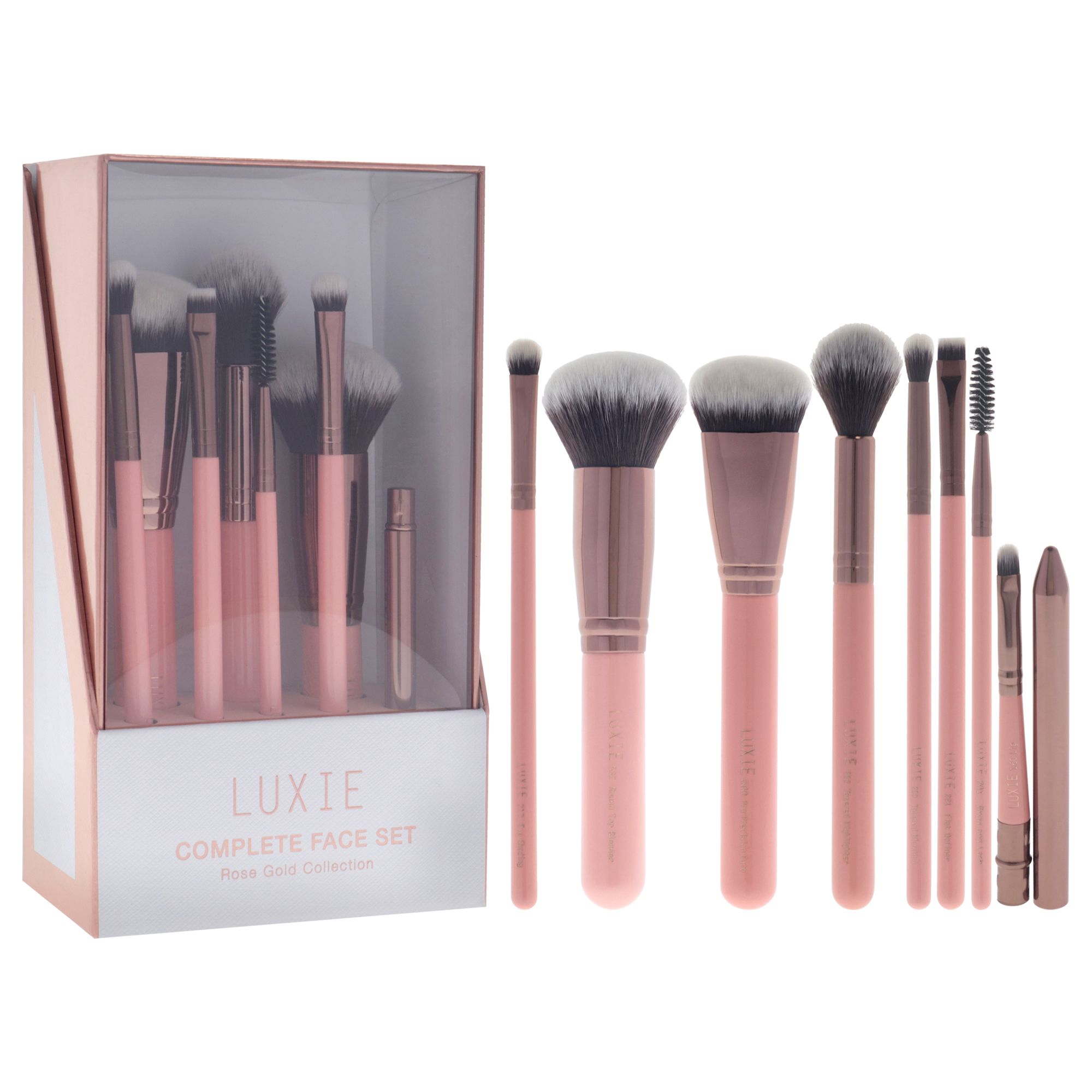 Rose Gold Complete Face Pinsel Set von Luxie for Women
