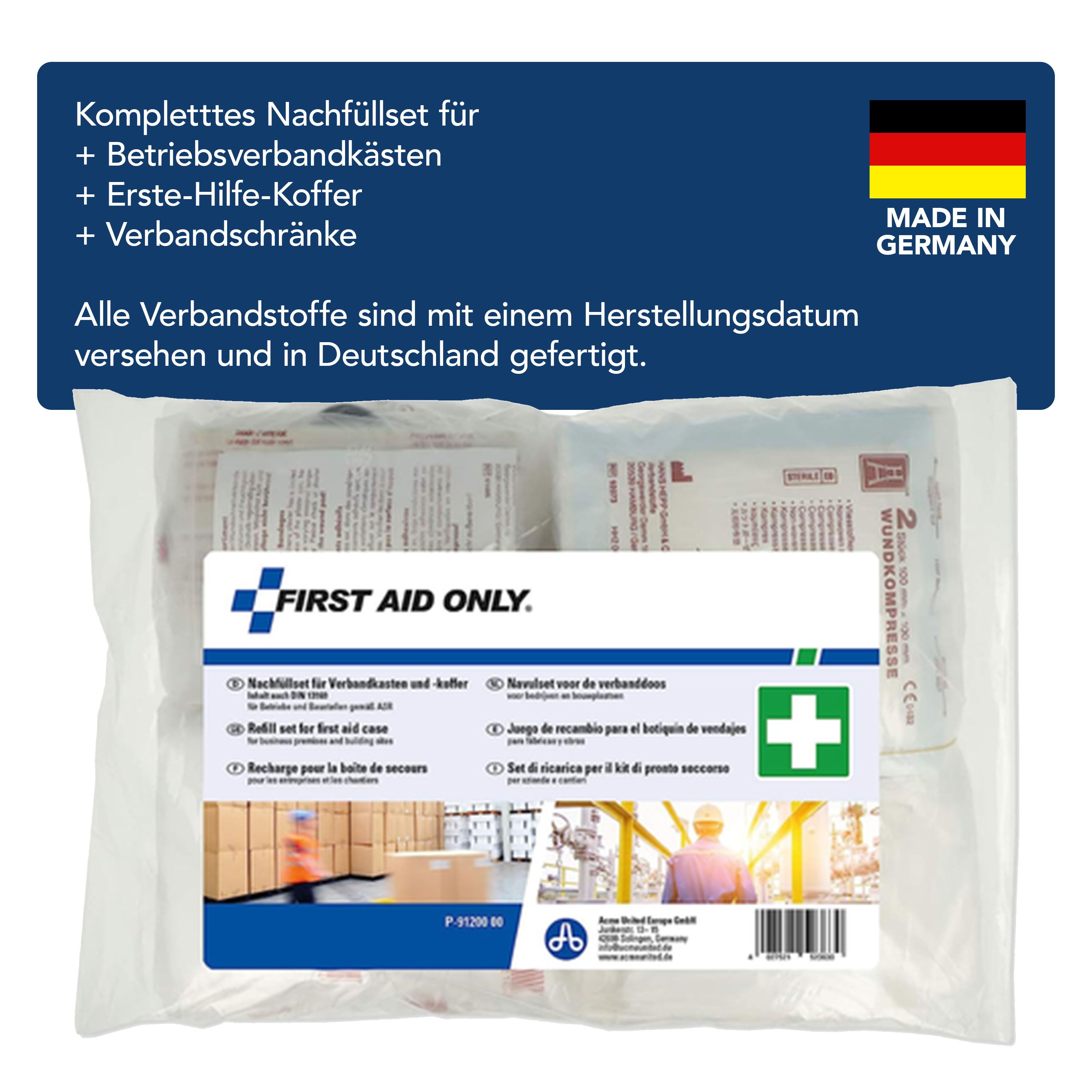 First Aid Only Erste-Hilfe Nachfüllpack für Betriebe und Baustellen gemäß ASR, Inhalt nach DIN13 169