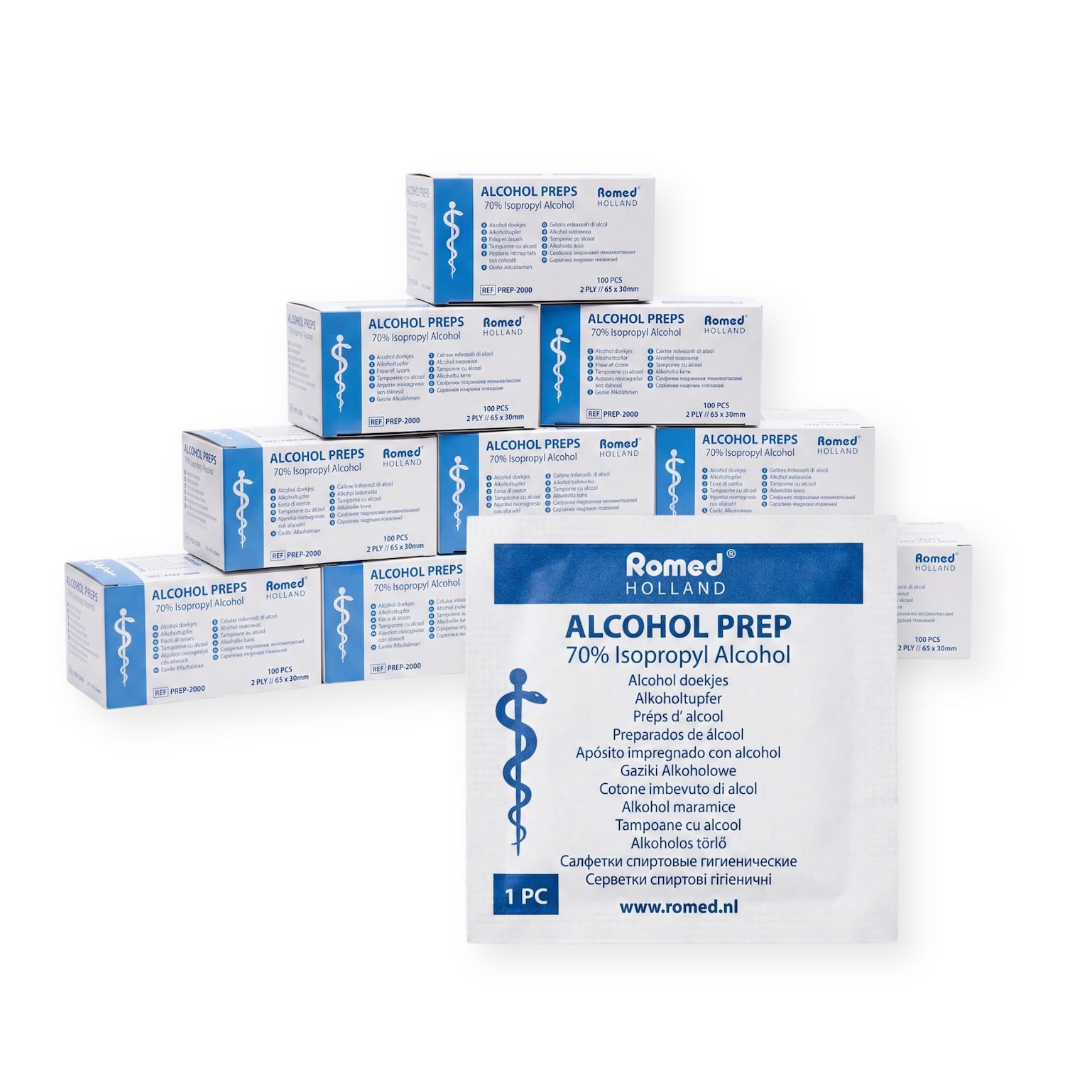 Romed Alkoholtupfer Alkoholpads, 65 x 30 mm, 2-lagig