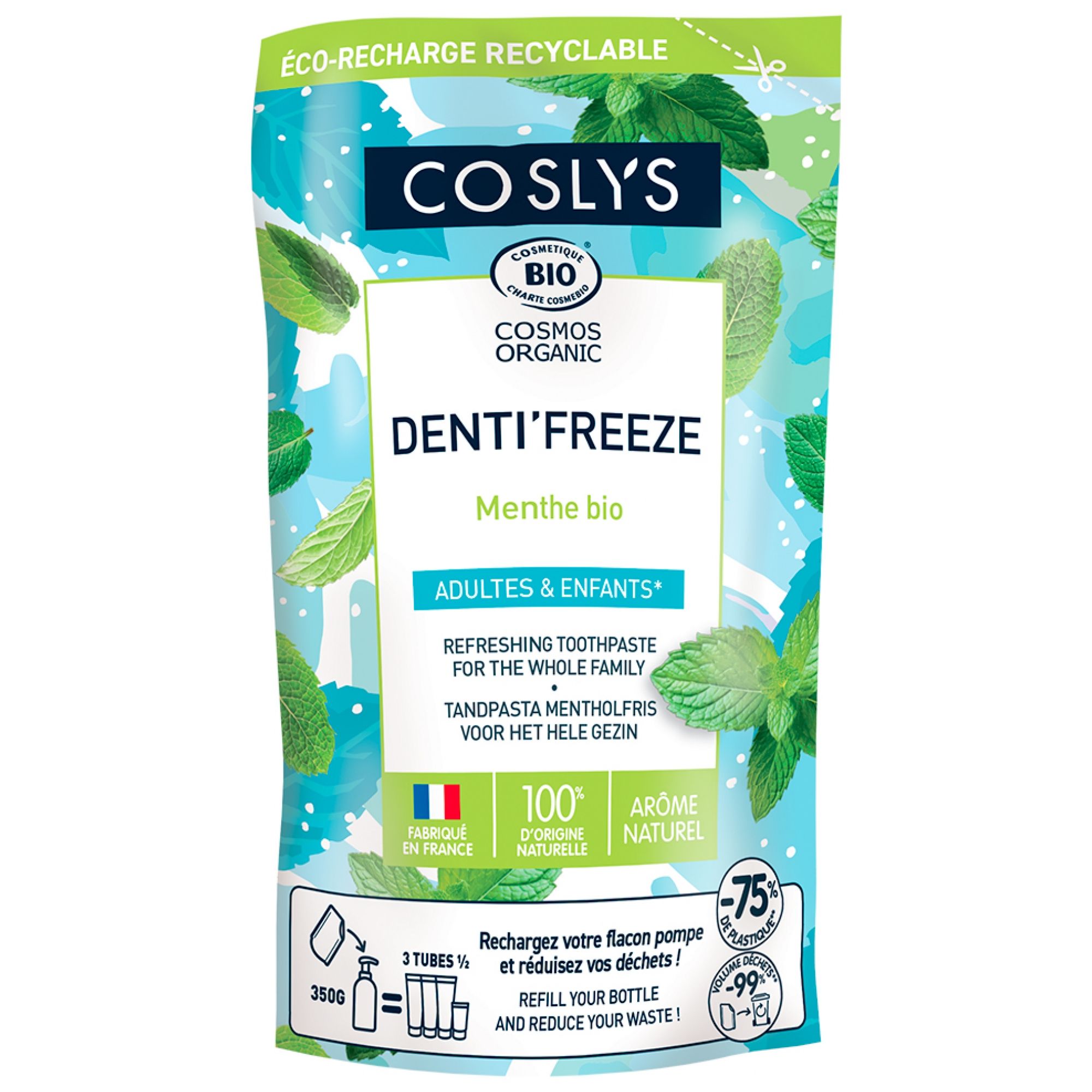 Coslys Zahnpasta Denti'Freeze Bio-Minze Eco-Nachfüllung 3 10x6x18,5 cm