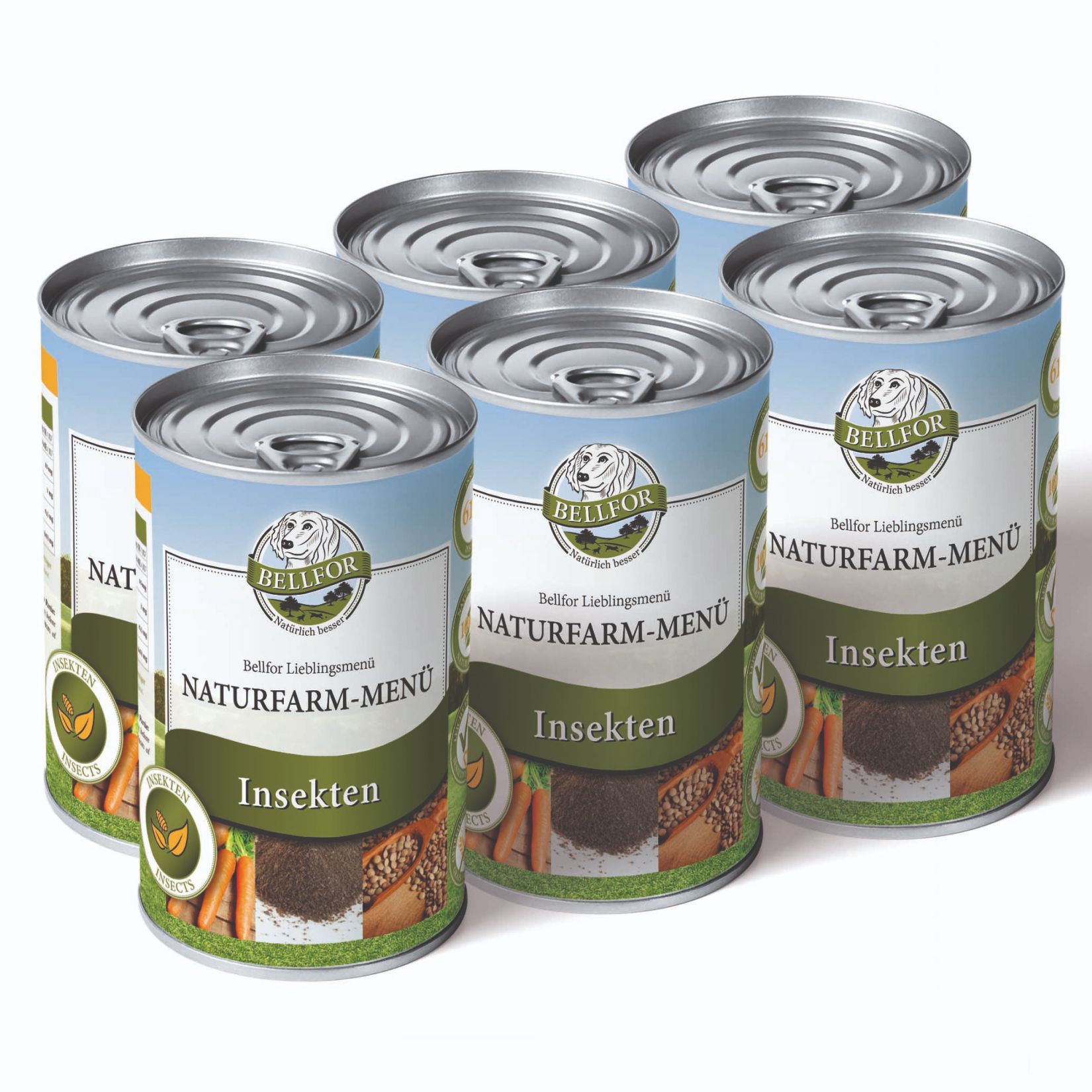 Bellfor hypoallergenes Hundefutter Nass mit Insekten - Naturfarm-Menü 4800 g Futter