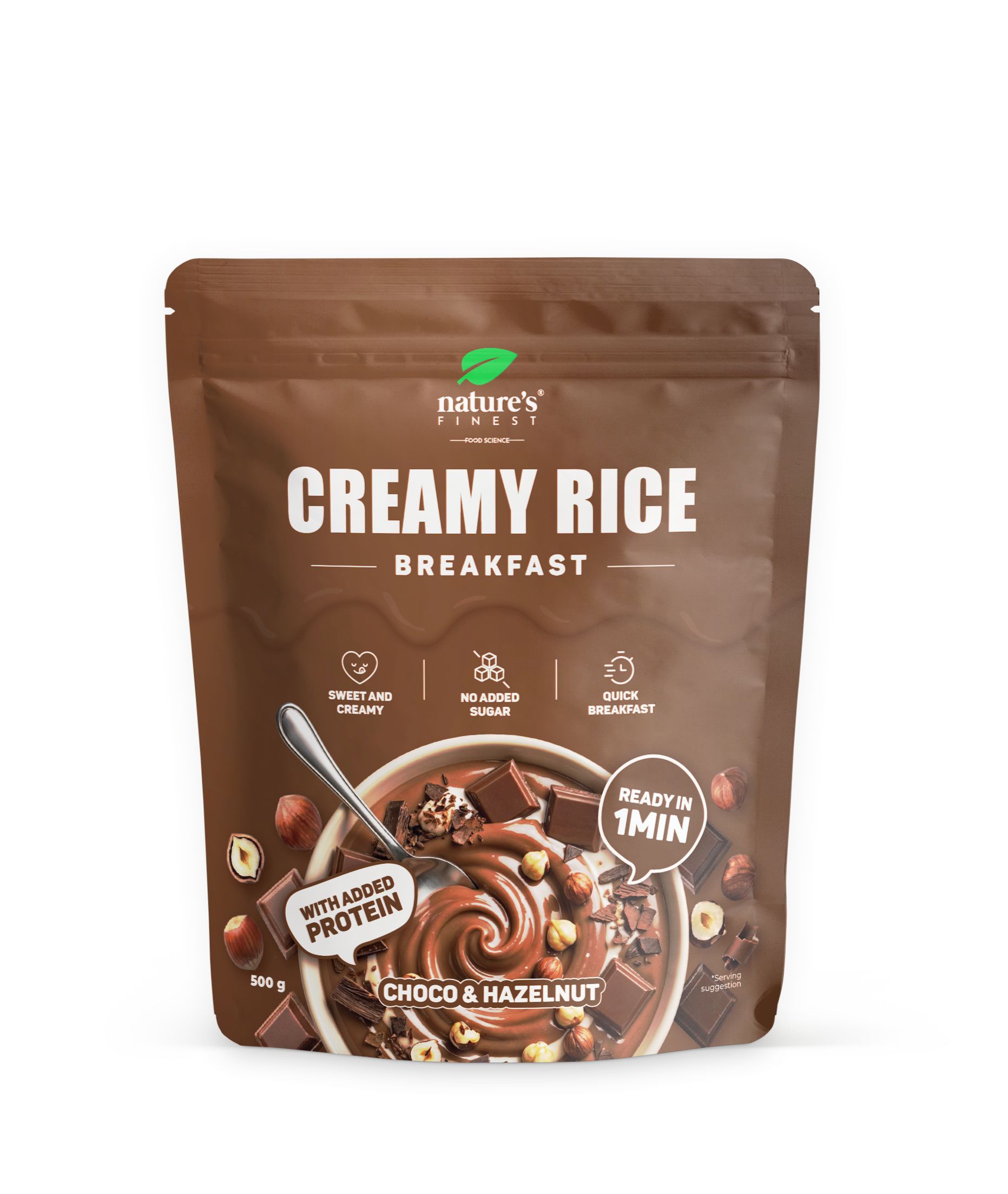 Nature's Finest Cremiges Reisfrühstück Choco-Haselnuss mit Molkenprotein 500 g Pulver
