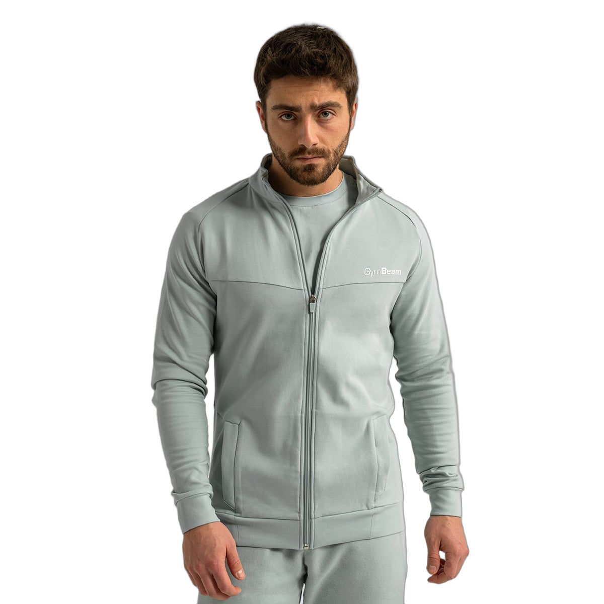GymBeam Sweatshirt Herren Slim Limitless Eucalypt mit Reißverschluss 1 St