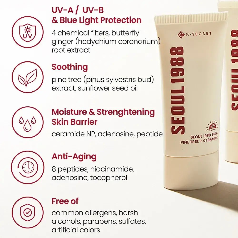 K-SECRET Seoul 1988 Sun Pine Tree + Ceramide SPF 50 Gesichtscreme