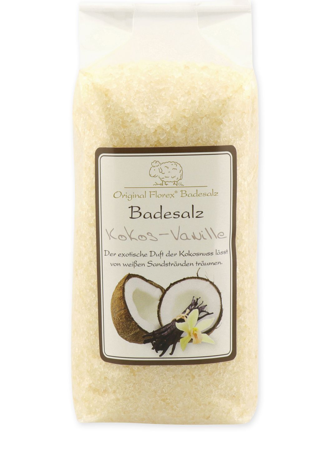 Badesalz Badezusatz Kokos-Vanille mit Bio Schafmilch