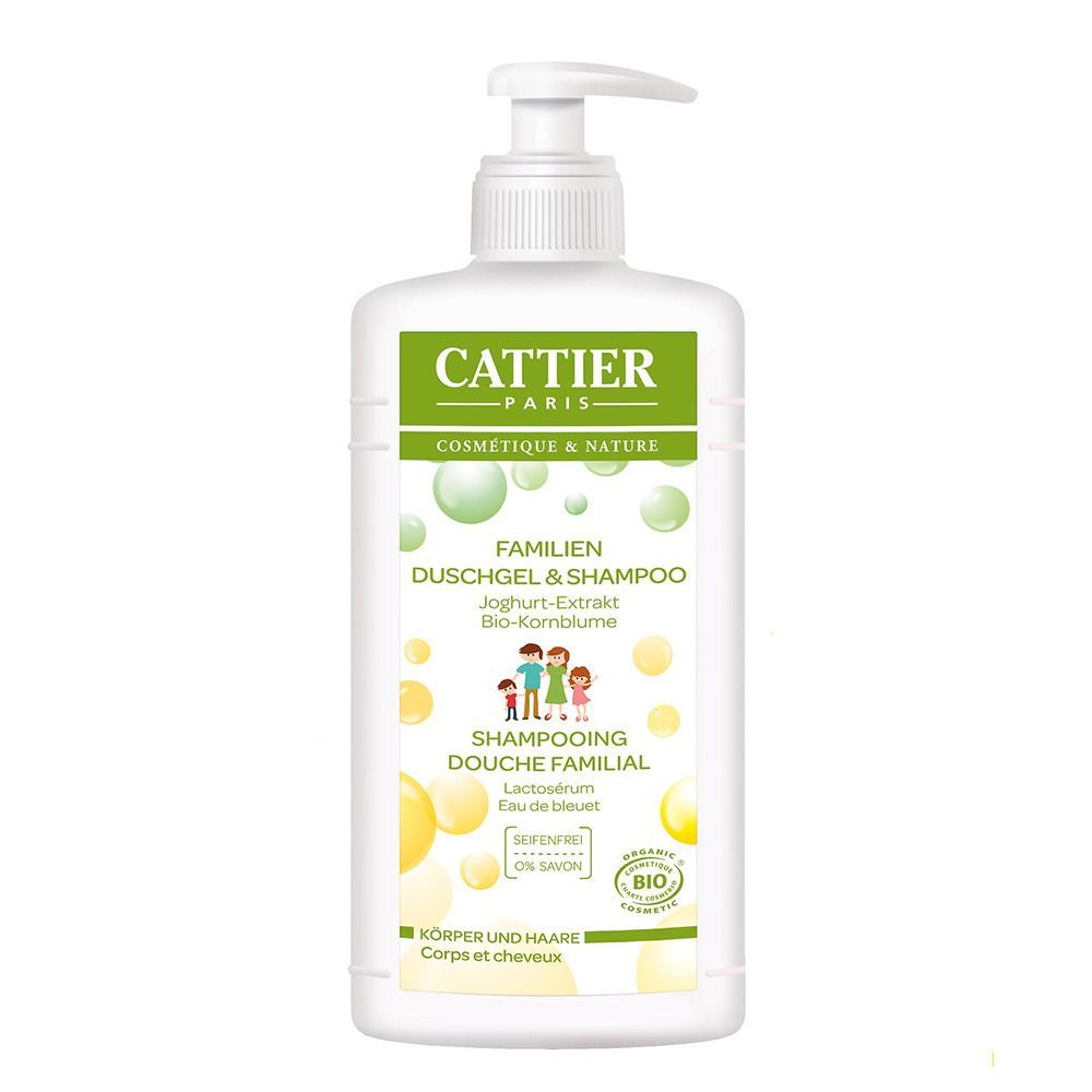 Cattier Gel douche & shampooing familial - Extrait de yaourt & eau de bleuet