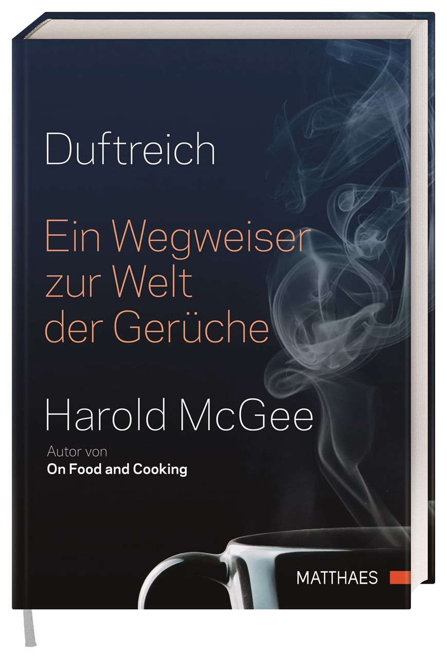 Buch mit dem Titel "Duftreich". Autor: Harold McGee. Auf dem Cover: Nebel und eine Tasse.