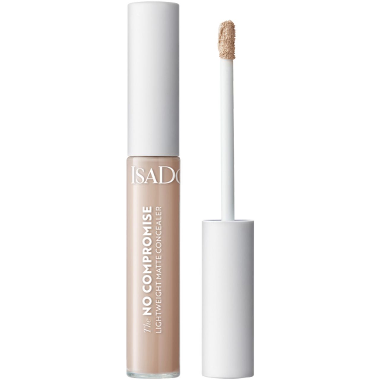 Concealer-Tube mit Applikator. Aufschrift: IsaDora, The No Compromise, Lightweight Matte Concealer.