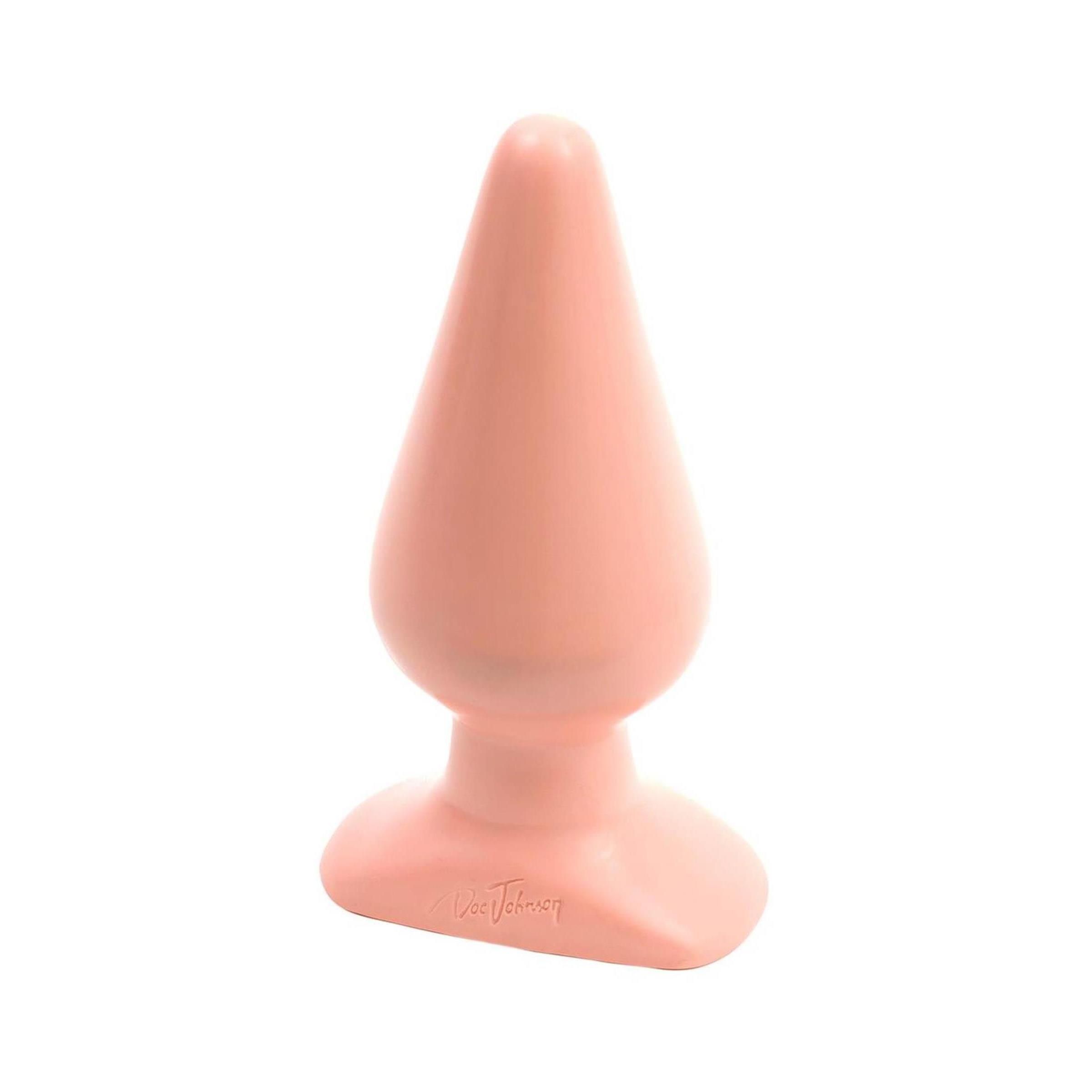 Rosa Butt Plug. Konische Form, breite Basis. Marke: Doc Johnson. Material: PVC.