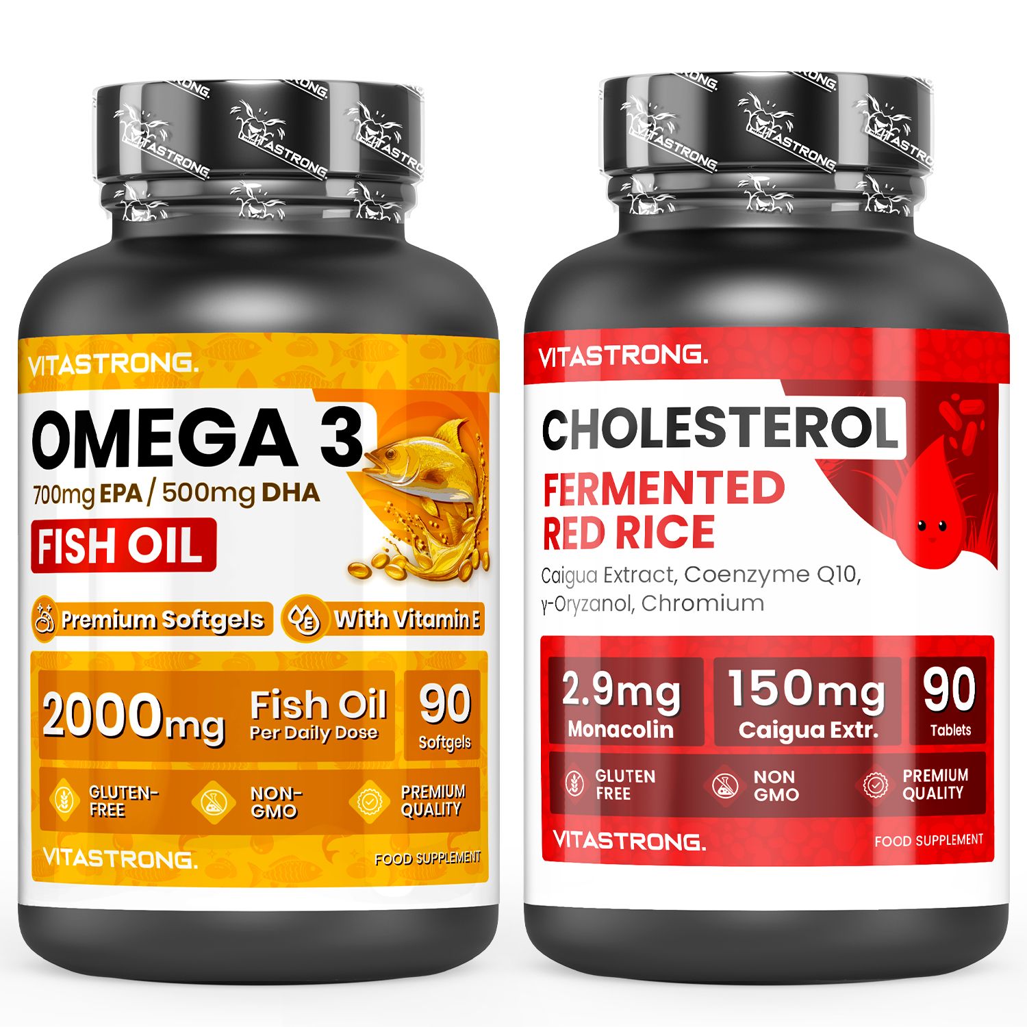 Vitastrong Omega-3 & Cholesterol Complex – Unterstützung für Herz und Stoffwechsel 180 St Tabletten