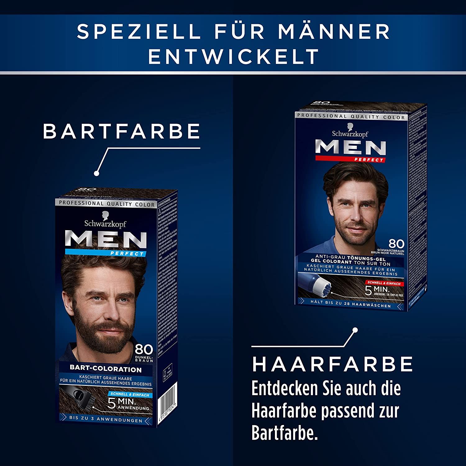 Men Perfect Schwarzkopf Bart-Coloration 80 Dunkel -Braun