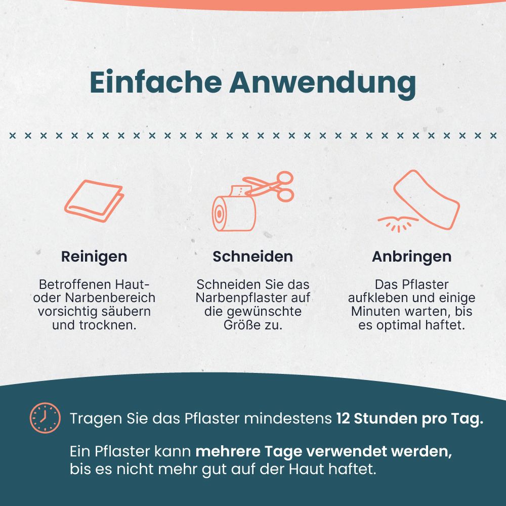Schritt-für-Schritt-Anleitung zur Anwendung von Tampen Hydrokolloidpflaster: Reinigen, Schneiden, Anbringen.