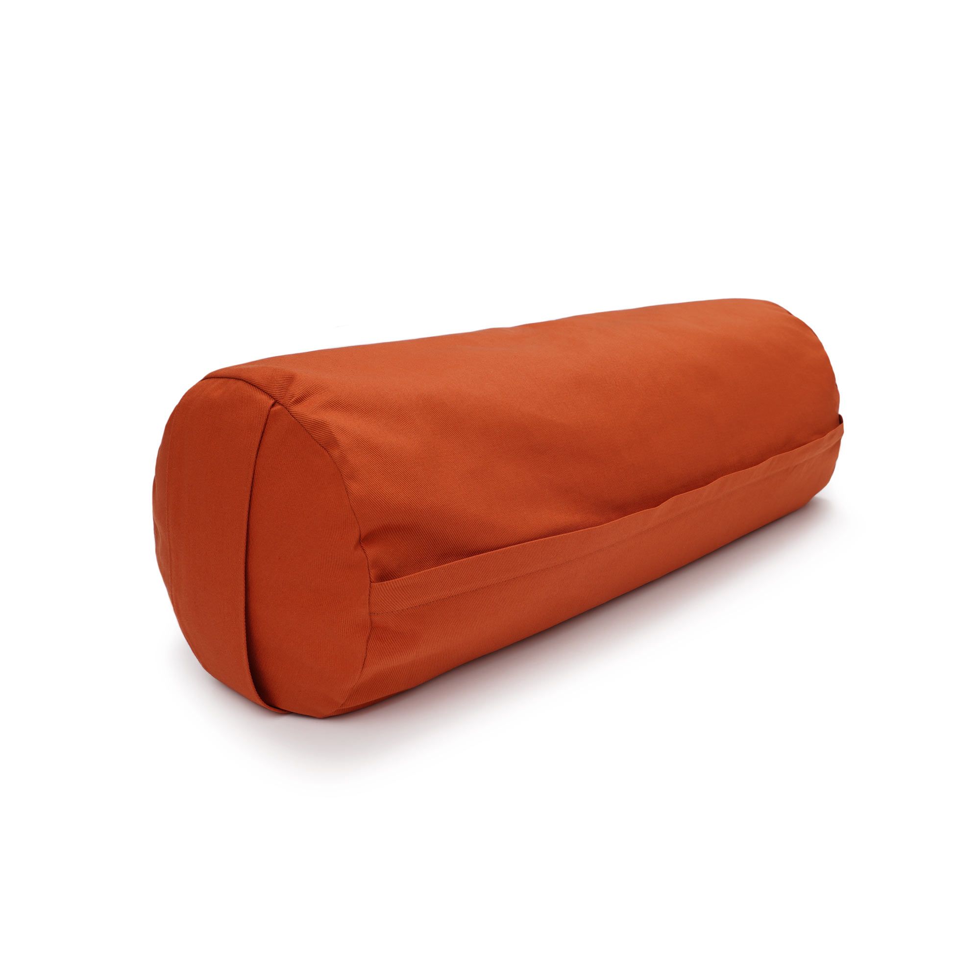 Orange Yogarolle mit Reißverschluss und Griffschlaufe.