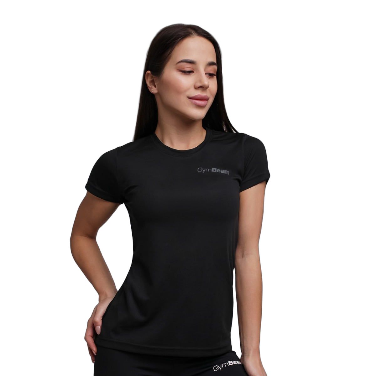 GymBeam T-Shirt Damen slim Kurzarm mit rundem Ausschnitt Schwarz TRN 1 St