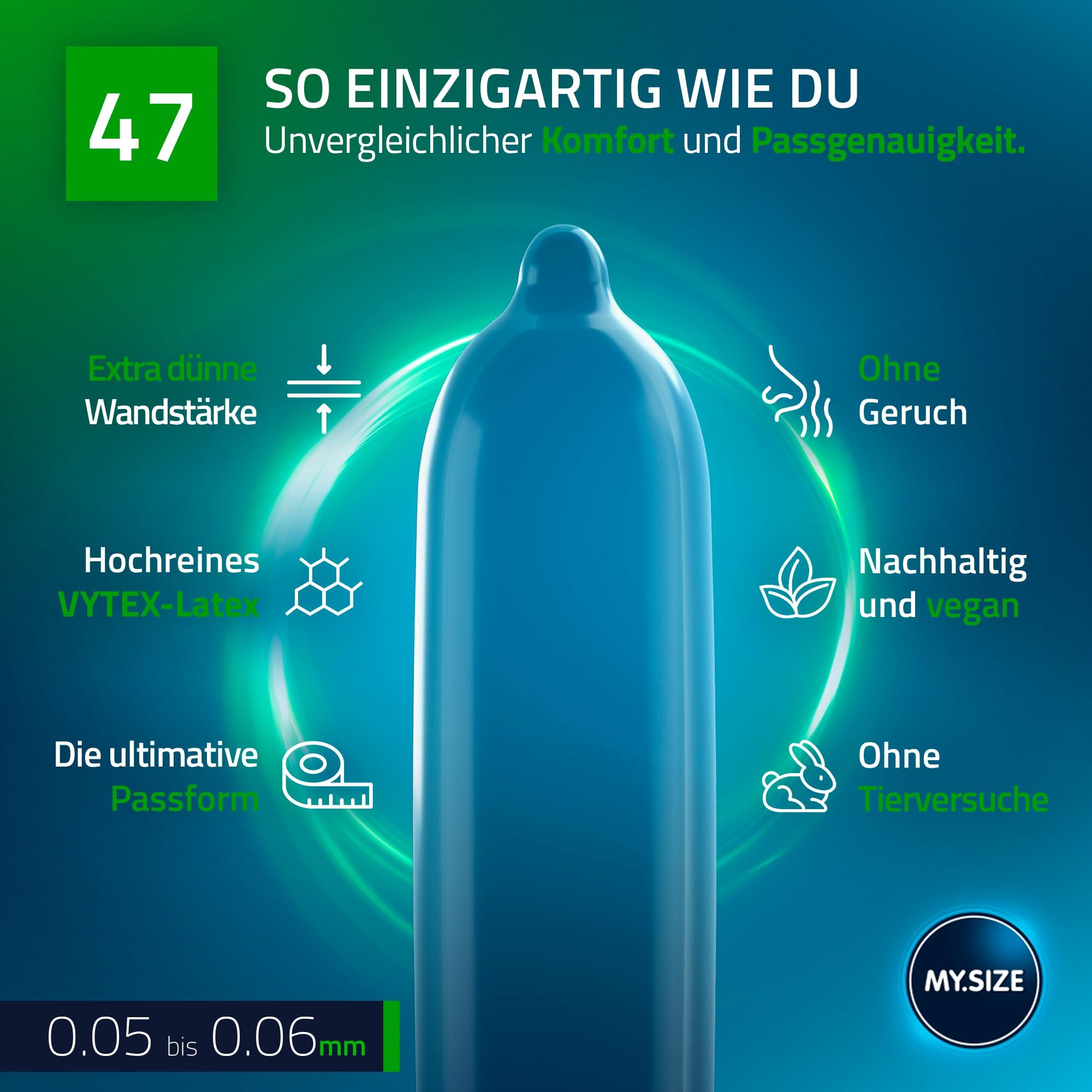 MY.SIZE Kondom: extra dünn, VYTEX-Latex, ultimative Passform, ohne Geruch, vegan.