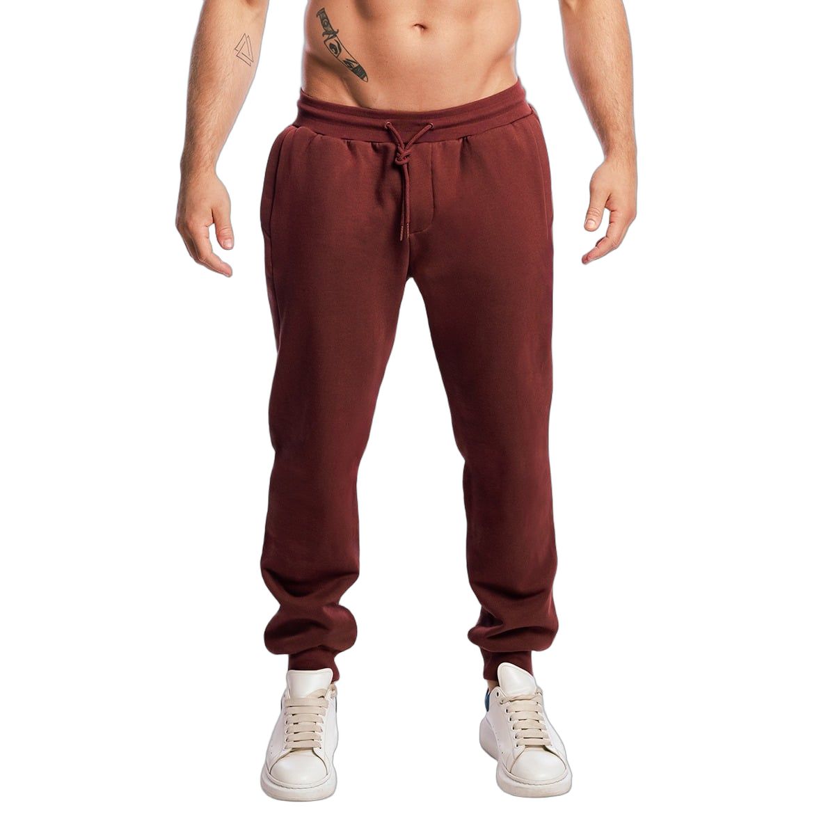 GymBeam Jogginghose Herren oversized mit Kordelzug und Taschen in Cherrywood 1 St