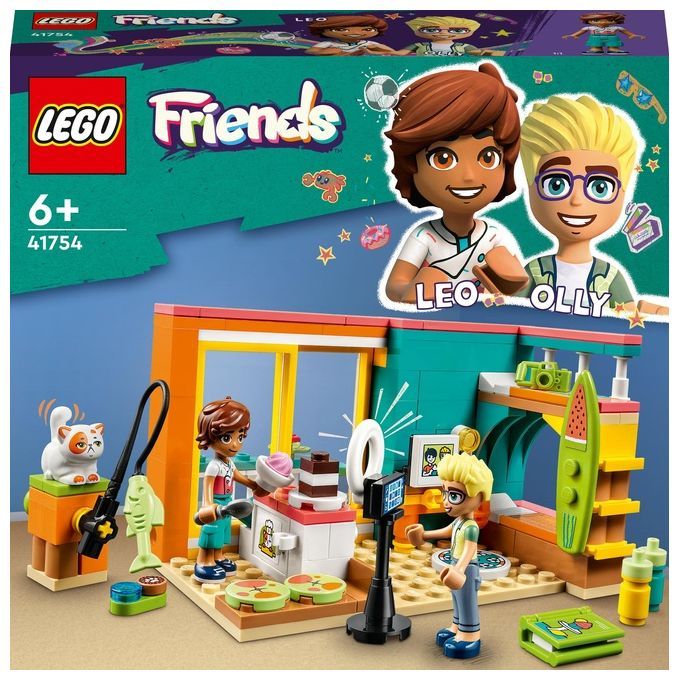 LEGO Friends 41754 La Cameretta di Leo, Set Camera da Letto a Tema Cucina e Video Making, Giochi pe