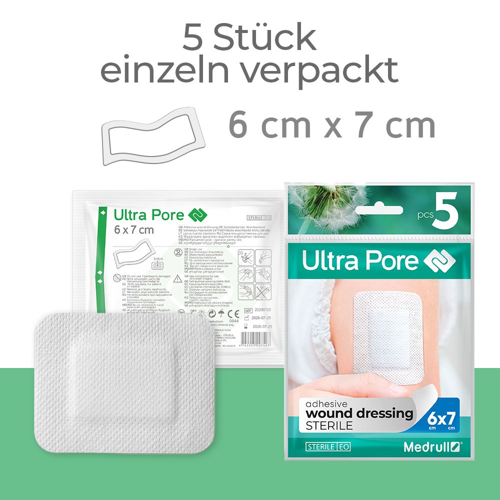 Medrull Ultra Pore steriler, selbstklebender Wundverband / Wund-Pflaster 6 x 7cm