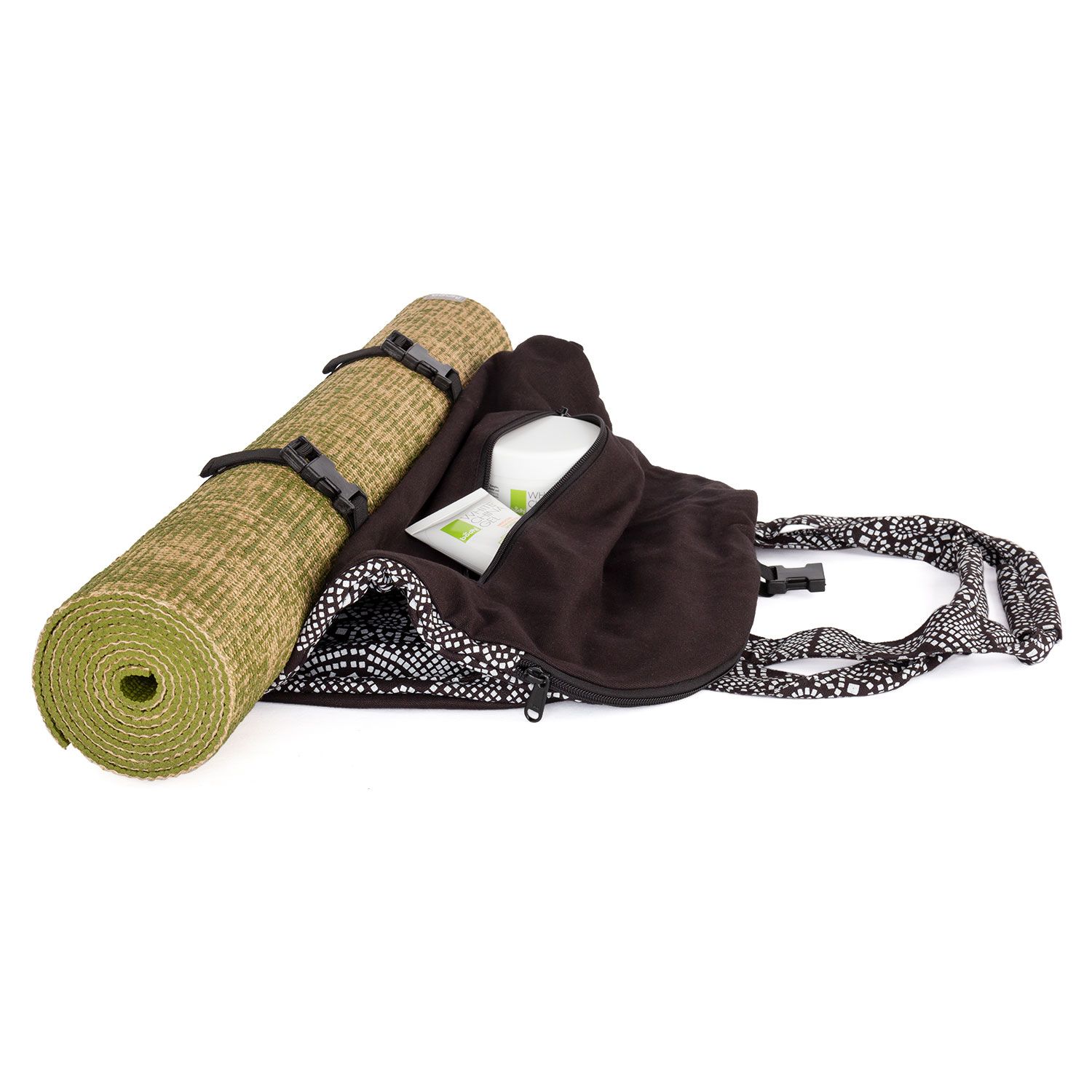 Maharaja Collection: Gemusterte Yoga Bag NAMASTÉ "Bandhani", schwarz/weiß