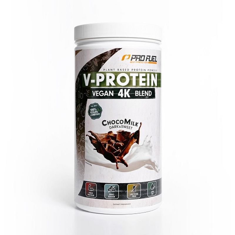 ProFuel - V-Protein 4K - Choco Milk - veganes Proteinpulver - aus 4 pflanzlichen Proteinen