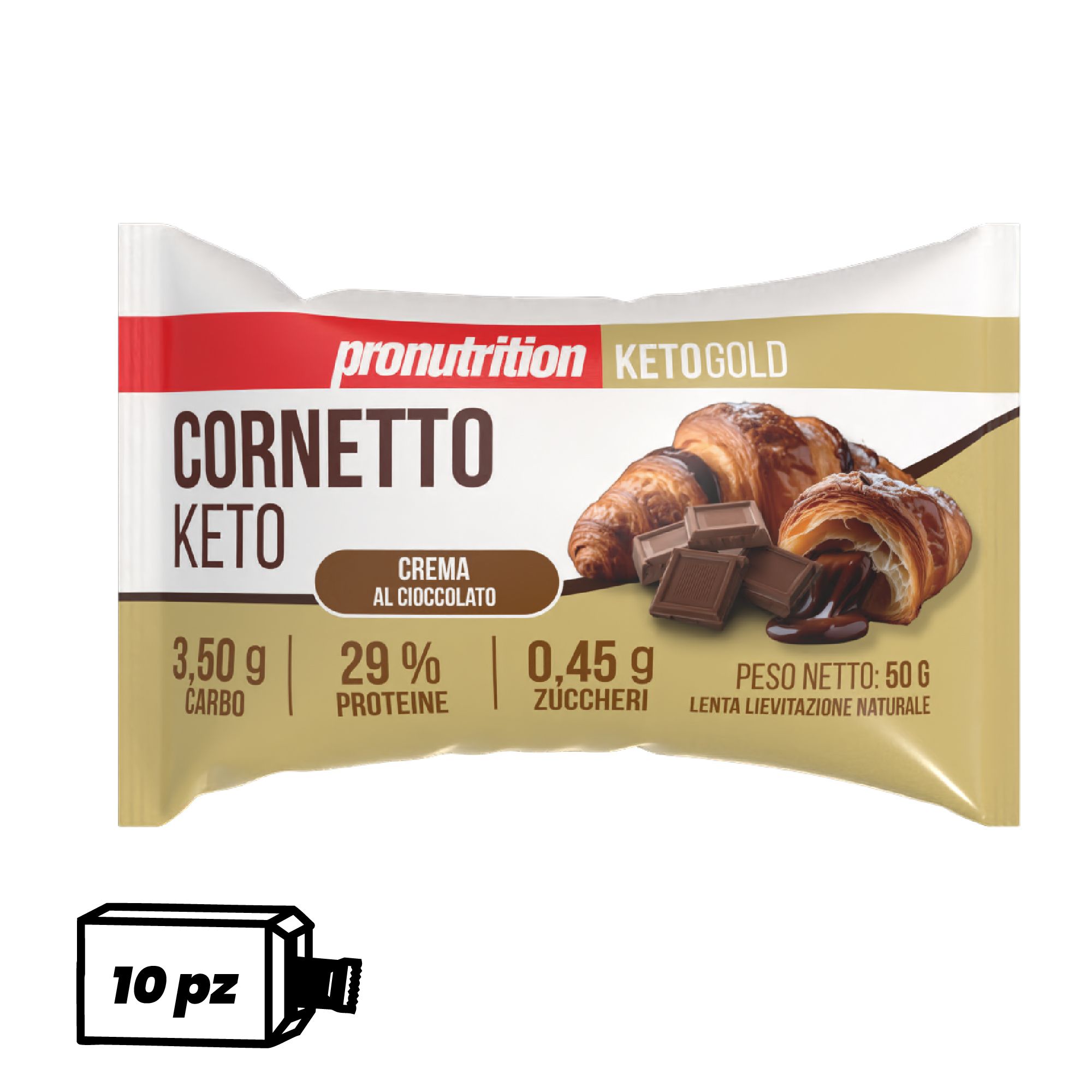 Pronutrition Cornetto keto (10 pezzi x 50 gr, Crema al cioccolato)