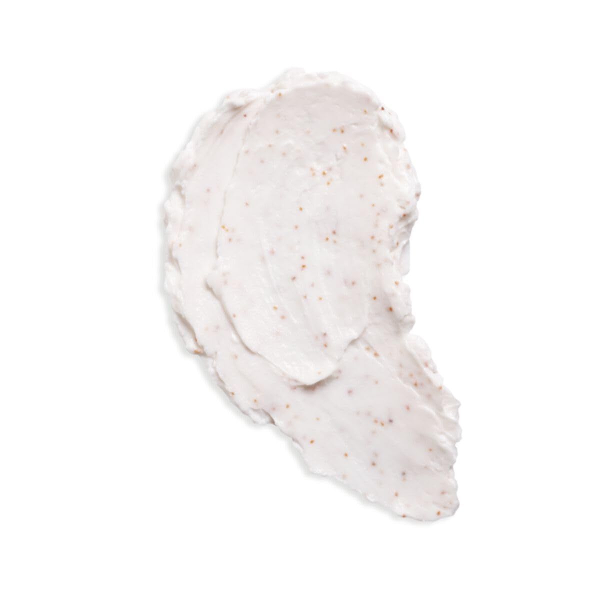 Klecks Körperpeeling mit kleinen Partikeln. Weiß-beige Farbe. Auf weißem Hintergrund.