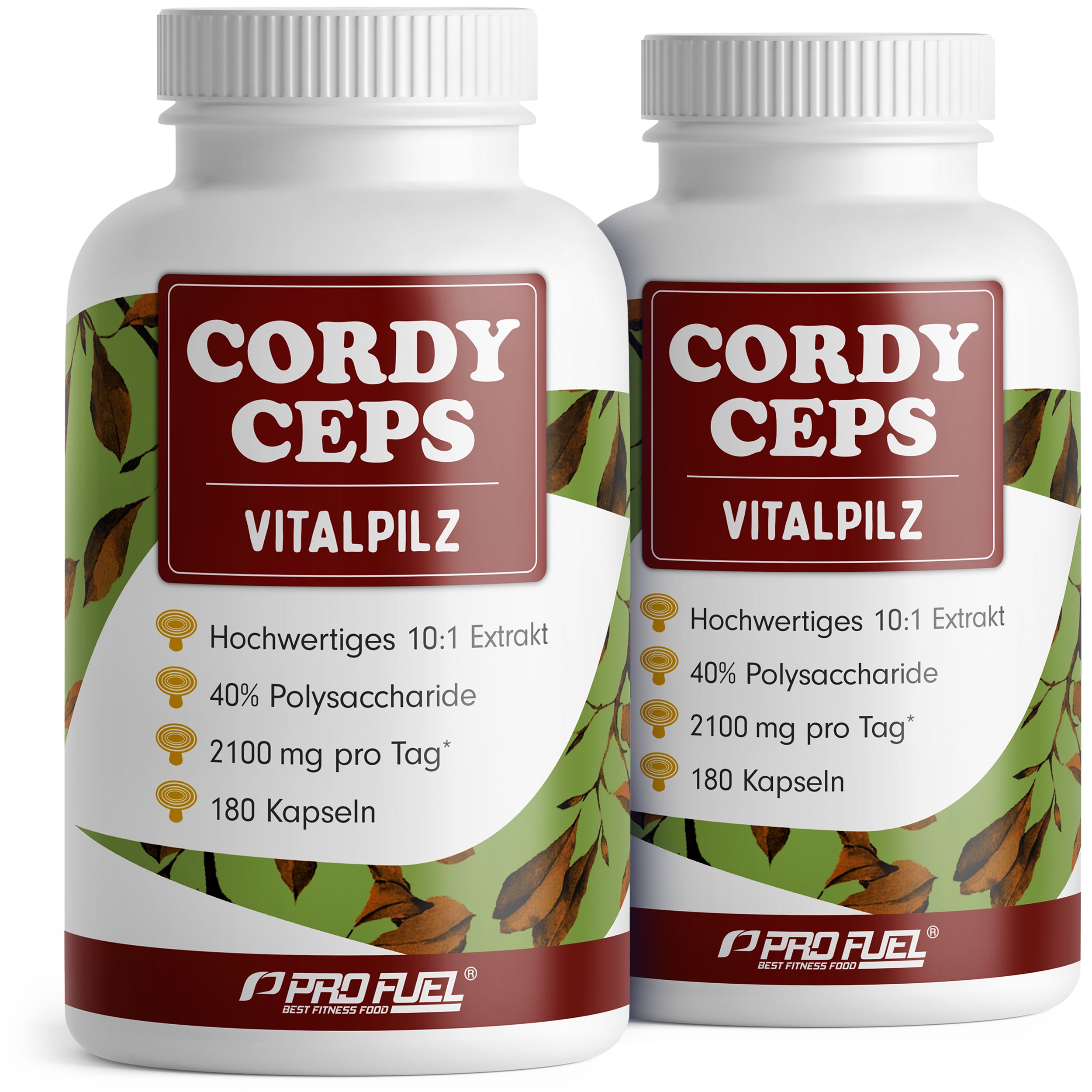 Profuel - Cordyceps Kapseln 180x - 2100 mg Vitalpilz-Extrakt aus Cordyceps sinensis - 360 Kapseln