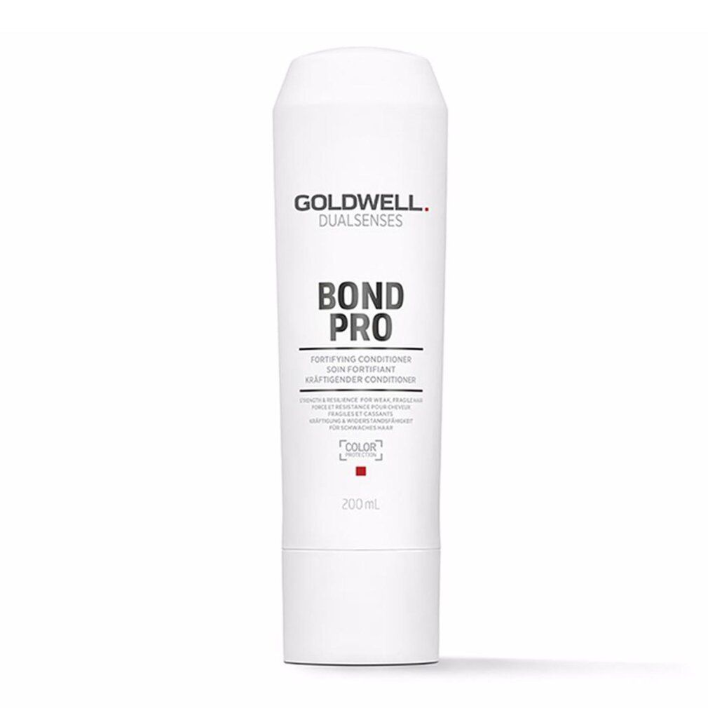 Weiße Flasche mit schwarzer und roter Schrift. Aufschrift: Goldwell Dualsenses Bond Pro. 200 ml.