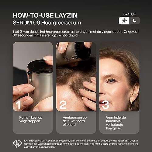 Man met baard. LAYZIN Serum 06 wordt op de baard aangebracht. Close-up.