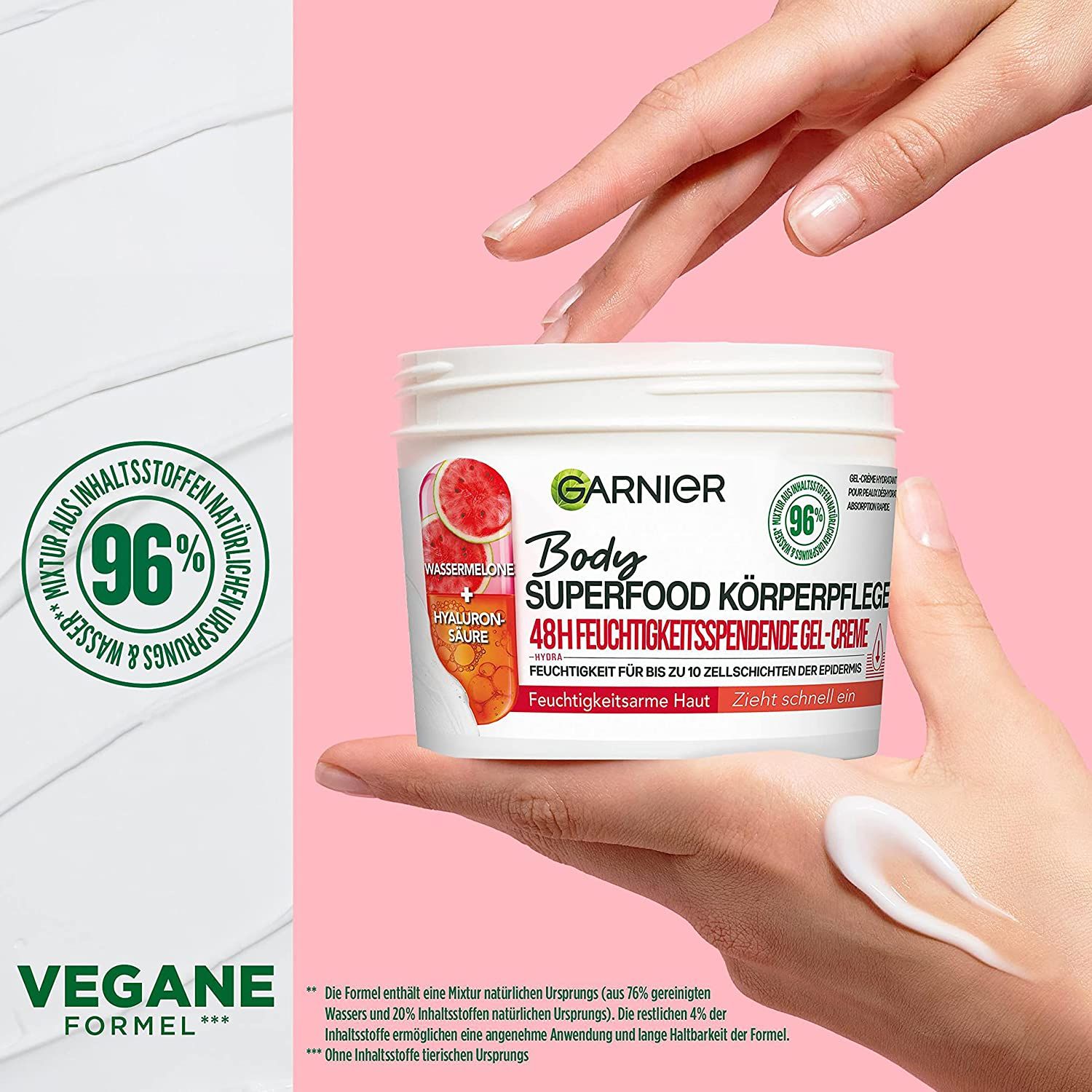 Garnier Erfrischende Körperpflege für trockene Haut, Body Butter mit Wassermelone und Hyaluronsäure