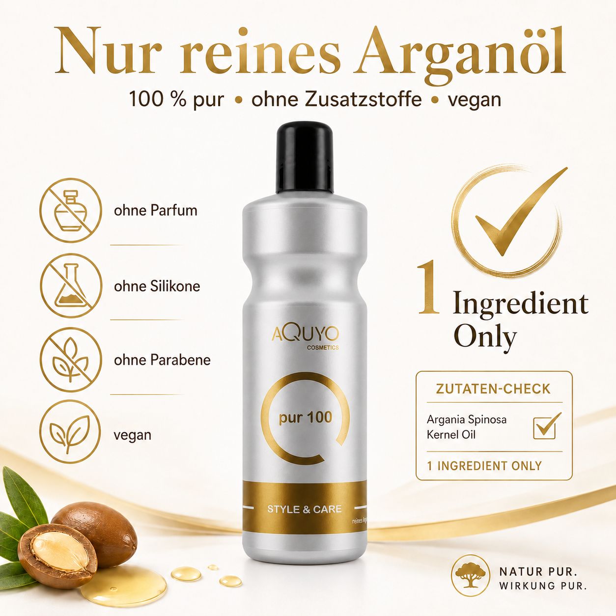 Reines Arganöl für Gesicht Haare Nägel Körper Bartpflege ohne Silikone vegan