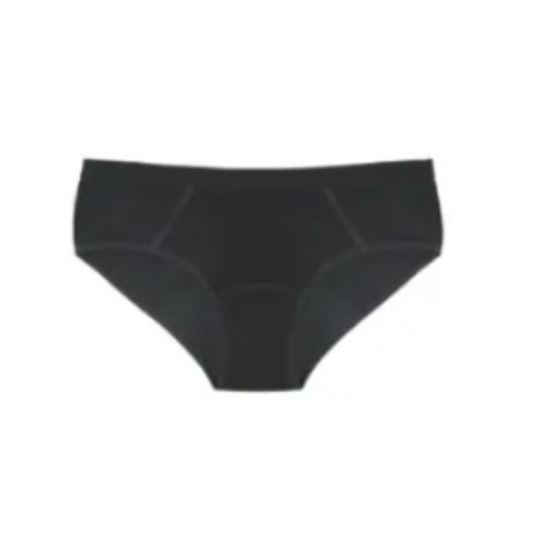 Schwarze Periodenunterwäsche. Sporty-Modell. Blick von vorne.