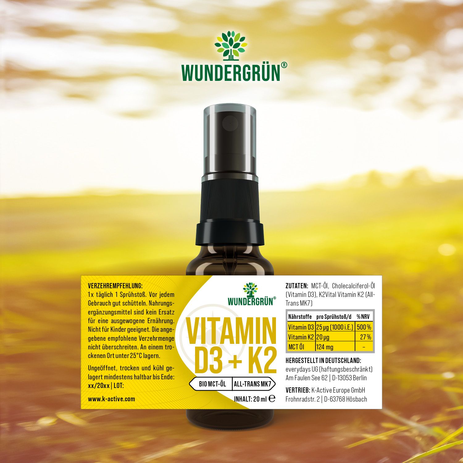 WUNDERGRÜN® Vitamin D3 + K2 Spray