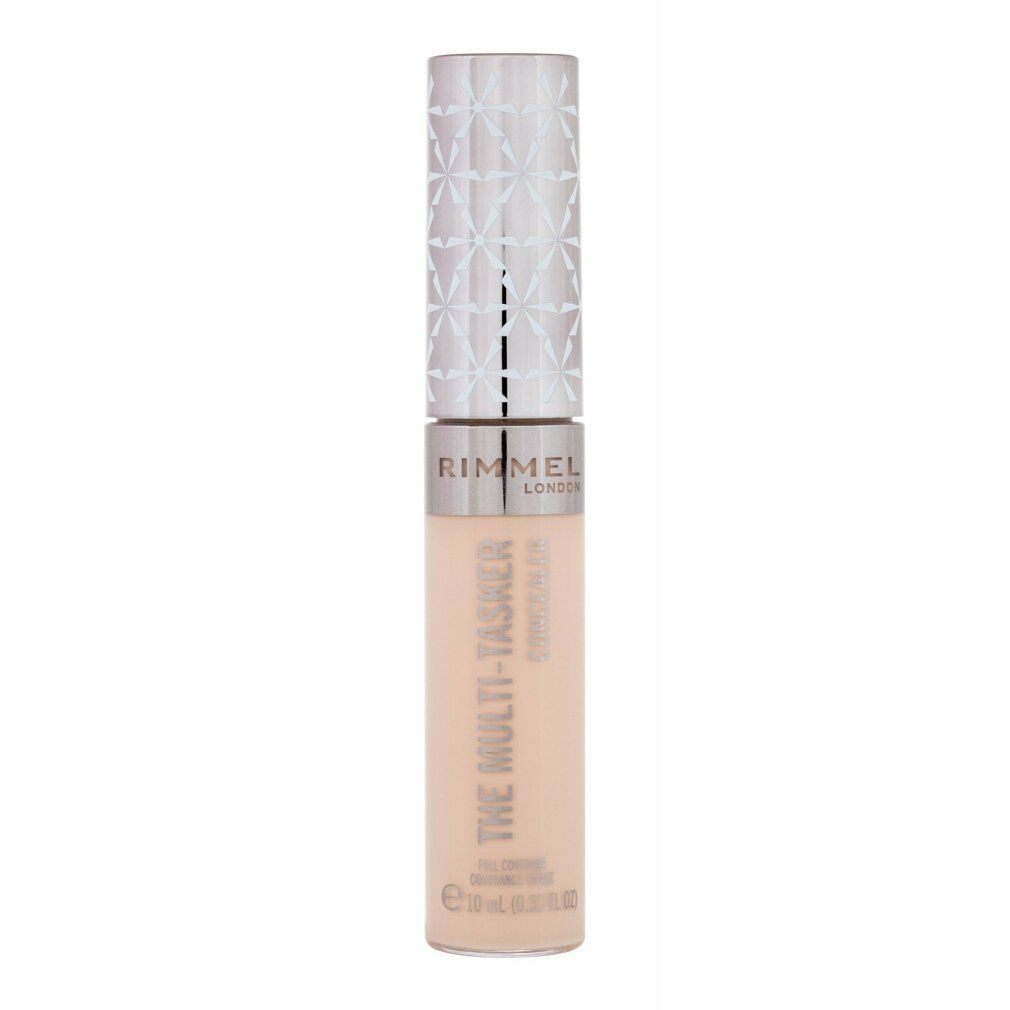 Concealer-Stift mit silberfarbenem Deckel. Aufschrift: RIMMEL LONDON, THE MULTI-TASKER CONCEALER. Farbton: 40 Ivory.