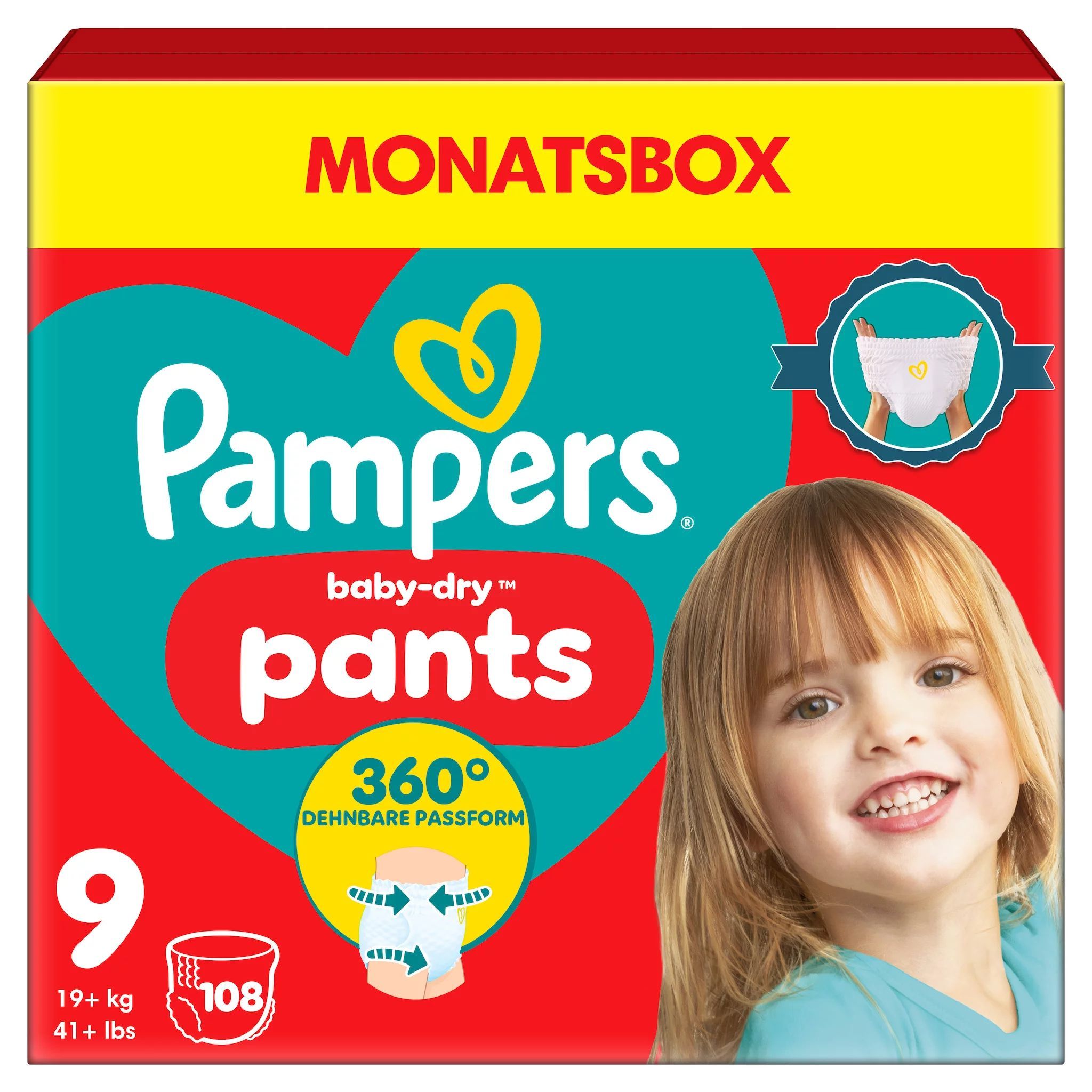 Pampers Baby Dry Pants Gr.9 Extra Large 19+kg Windeln Monatsbox 108 St