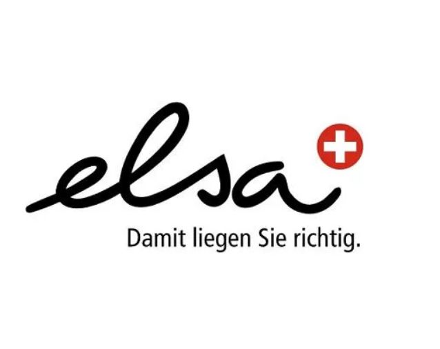 Logo „elsa“ mit rotem Kreuz. Schriftzug: „Damit liegen Sie richtig.“